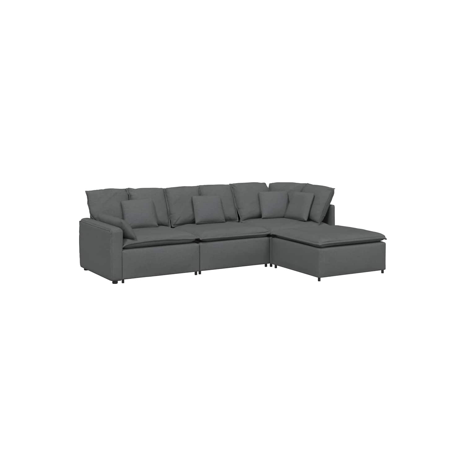 Sofa modulaire vidaXL avec repose-pieds et coussins en tissu gris foncé
