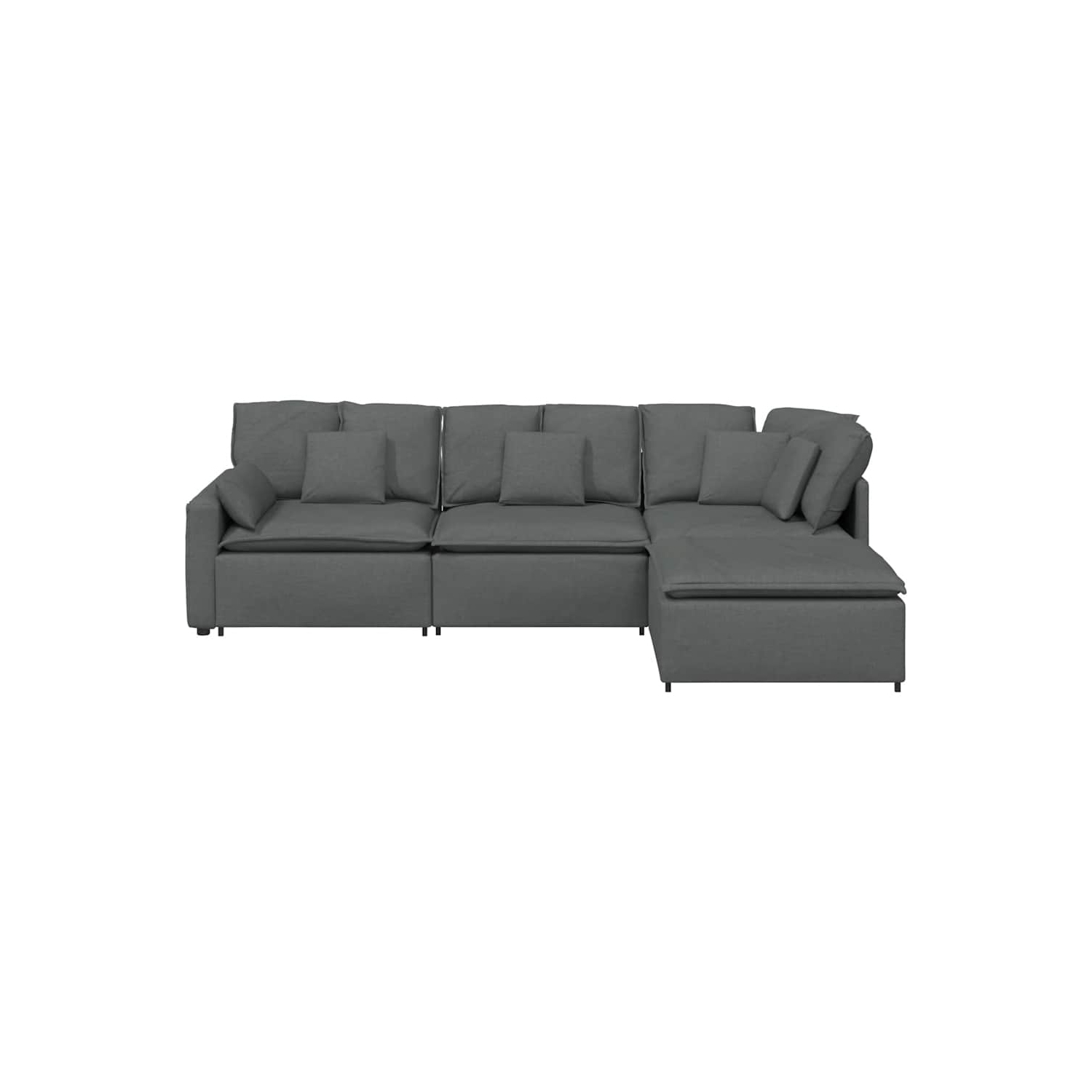 Sofa modulaire vidaXL avec repose-pieds et coussins en tissu gris foncé