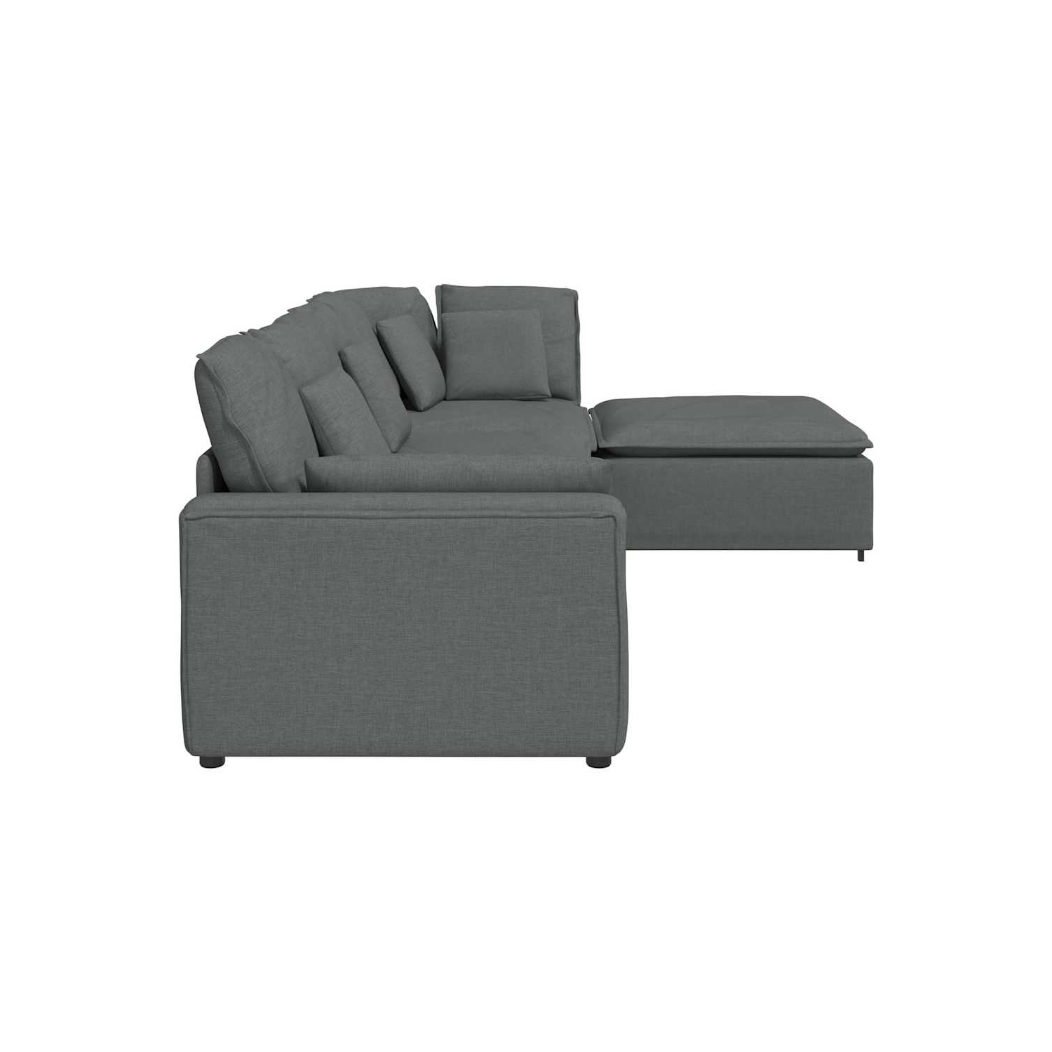 Sofa modulaire vidaXL avec repose-pieds et coussins en tissu gris foncé