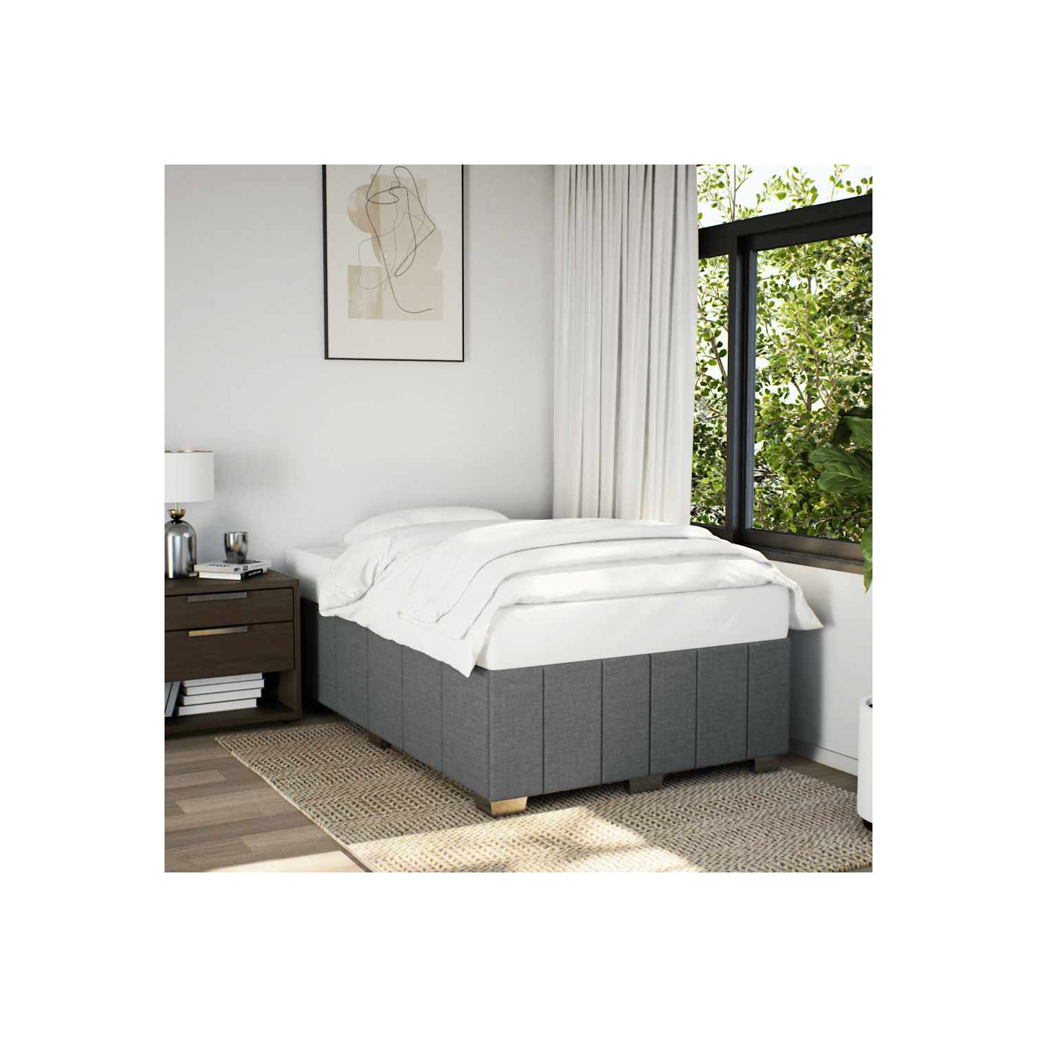 vidaXL Bed Frame without Mattress Dark Grey Full Fabric
