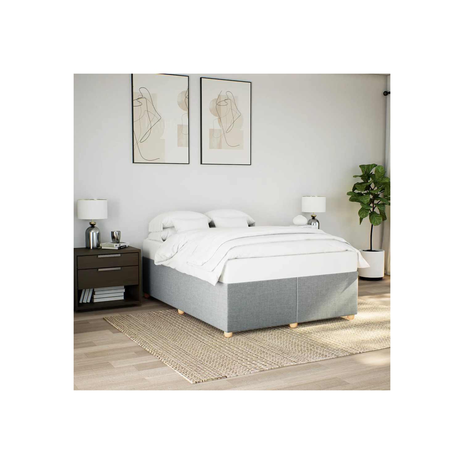 vidaXL Bed Frame without Mattress Light Grey&nbsp;Full Fabric