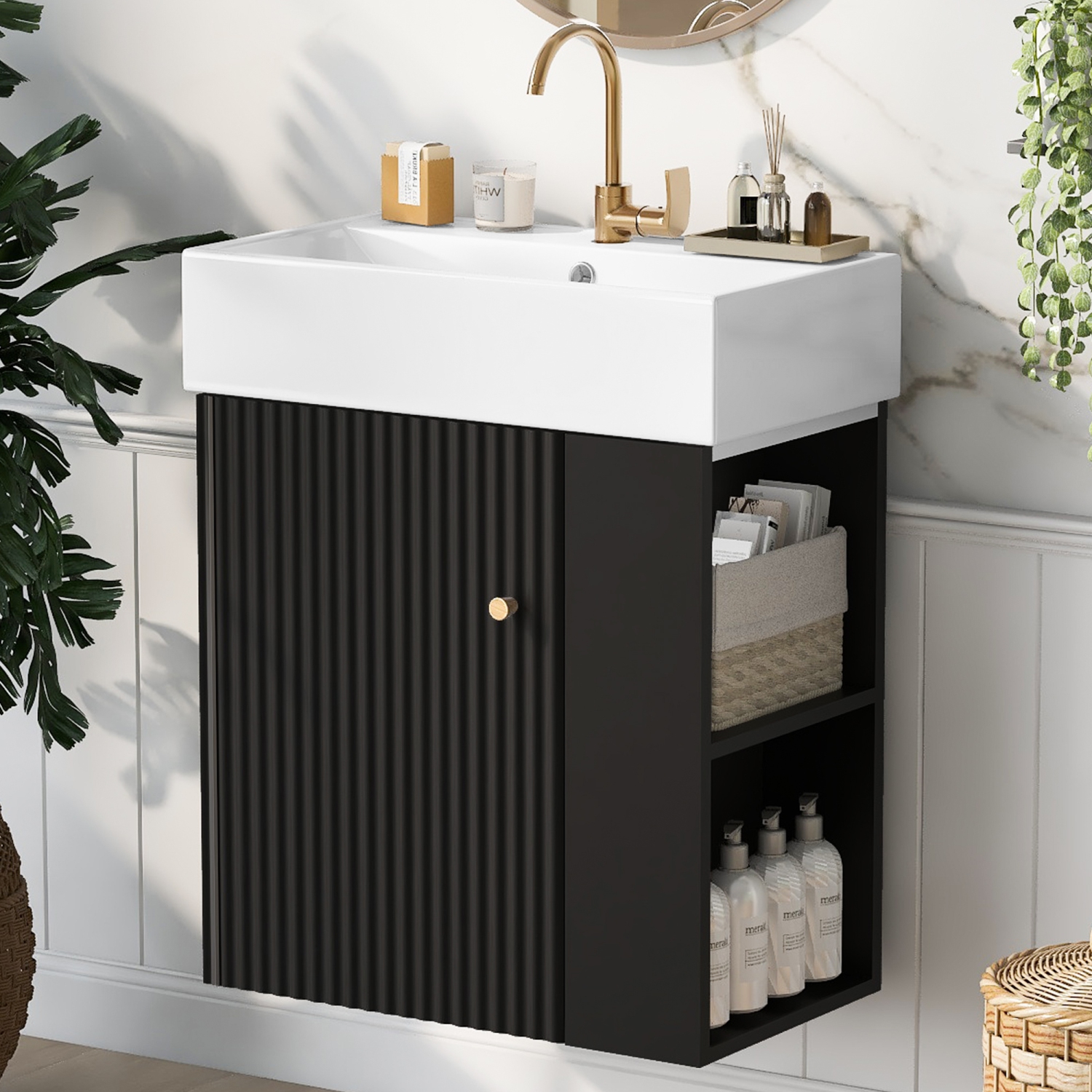 Armoire de cuisine Homy Casa 30 po noir minuit avec évier et rangement en céramique