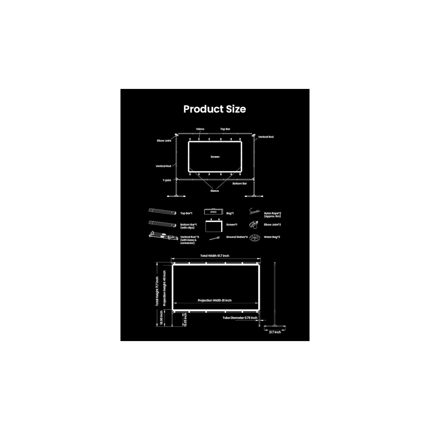 JMGO 100 inch Projector Screen