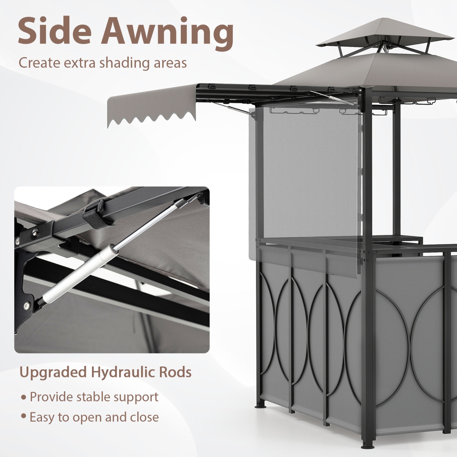 Gymax 3-Piece Outdoor BBQ Canopy w/ Bar Table & 2 Foldable Bar Chairs Set for Patio