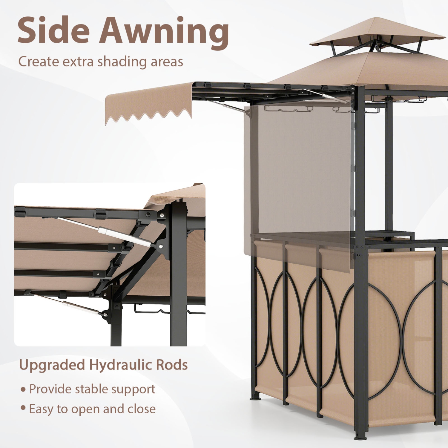 Gymax 3-Piece Outdoor BBQ Canopy w/ Bar Table & 2 Foldable Bar Chairs Set for Patio