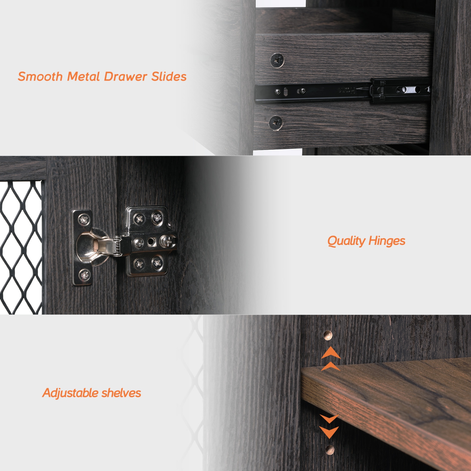 WAMPAT Farmhouse End Table with Drawer and Door Stroage, Sofa Side Bedside Table in Bedroom and Living Room, Dark Walnut and Black