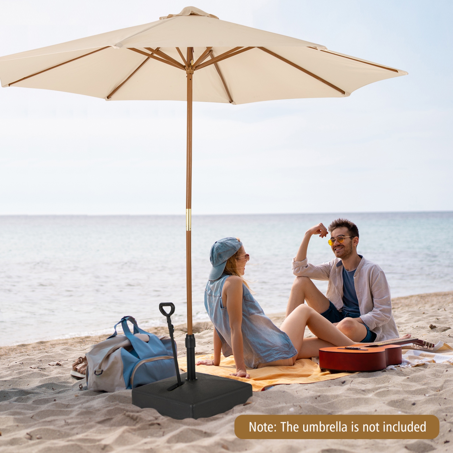 Gymax 24'' Mobile Umbrella Base w/3 Adapters fit 1.89''/1.5''/1.34'' Poles 3 Wheels