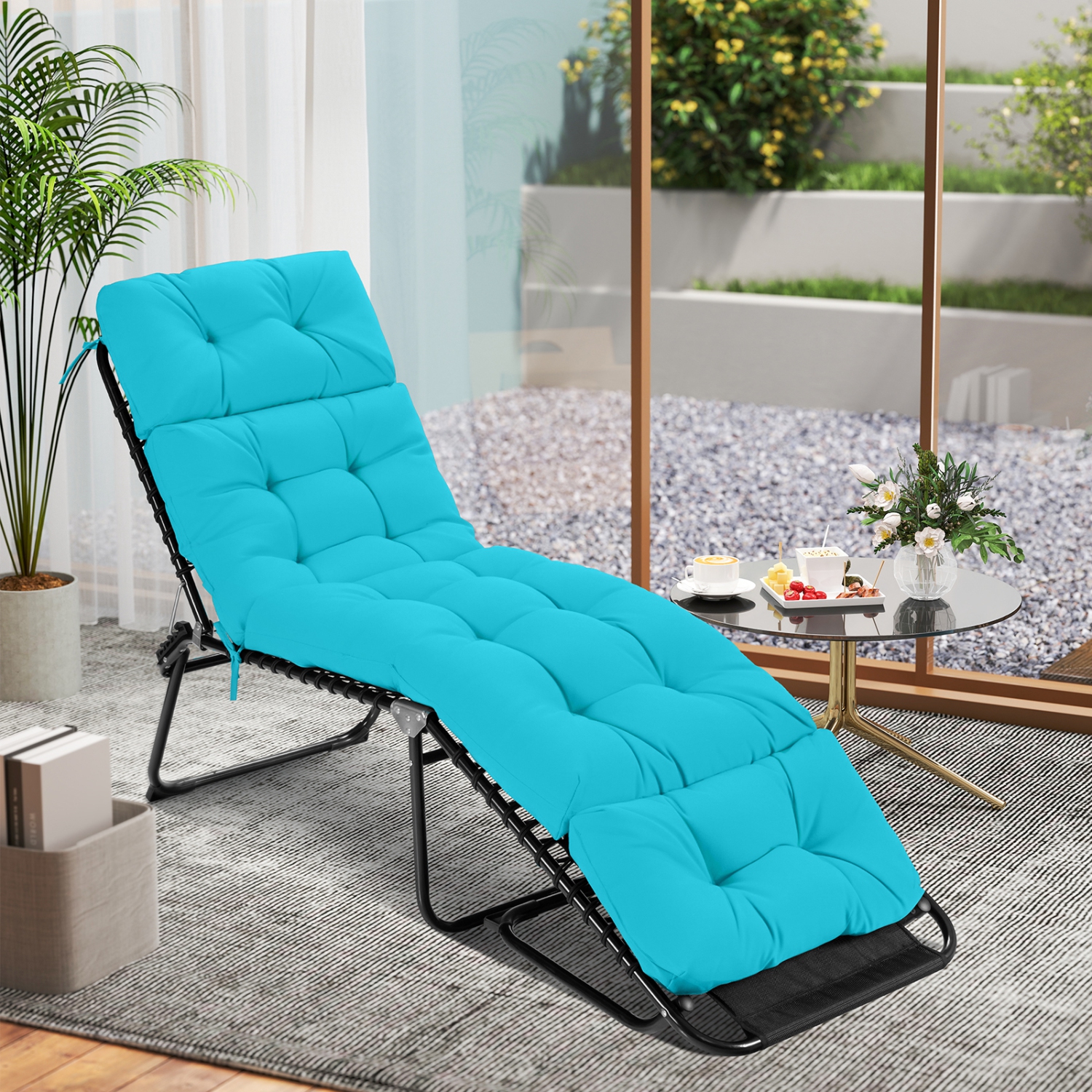 Gymax 73'' Lounge Chaise Cushion Padded Recliner Cushion Indoor Outdoor