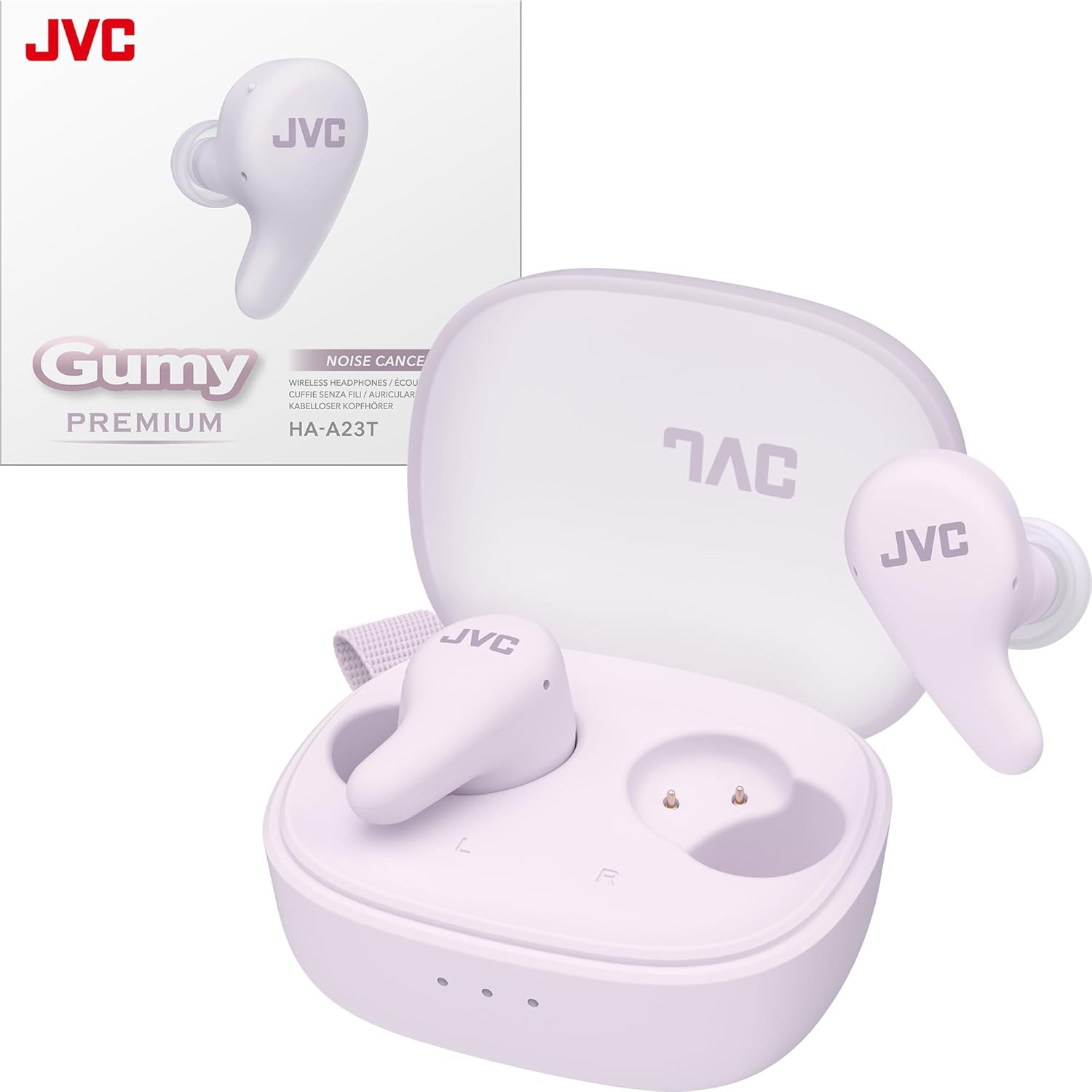 JVC - Écouteurs boutons 100 % sans fil Bluetooth Gumy Premium, pile 26H, violet yogourt raisin - HA-A23T-V.