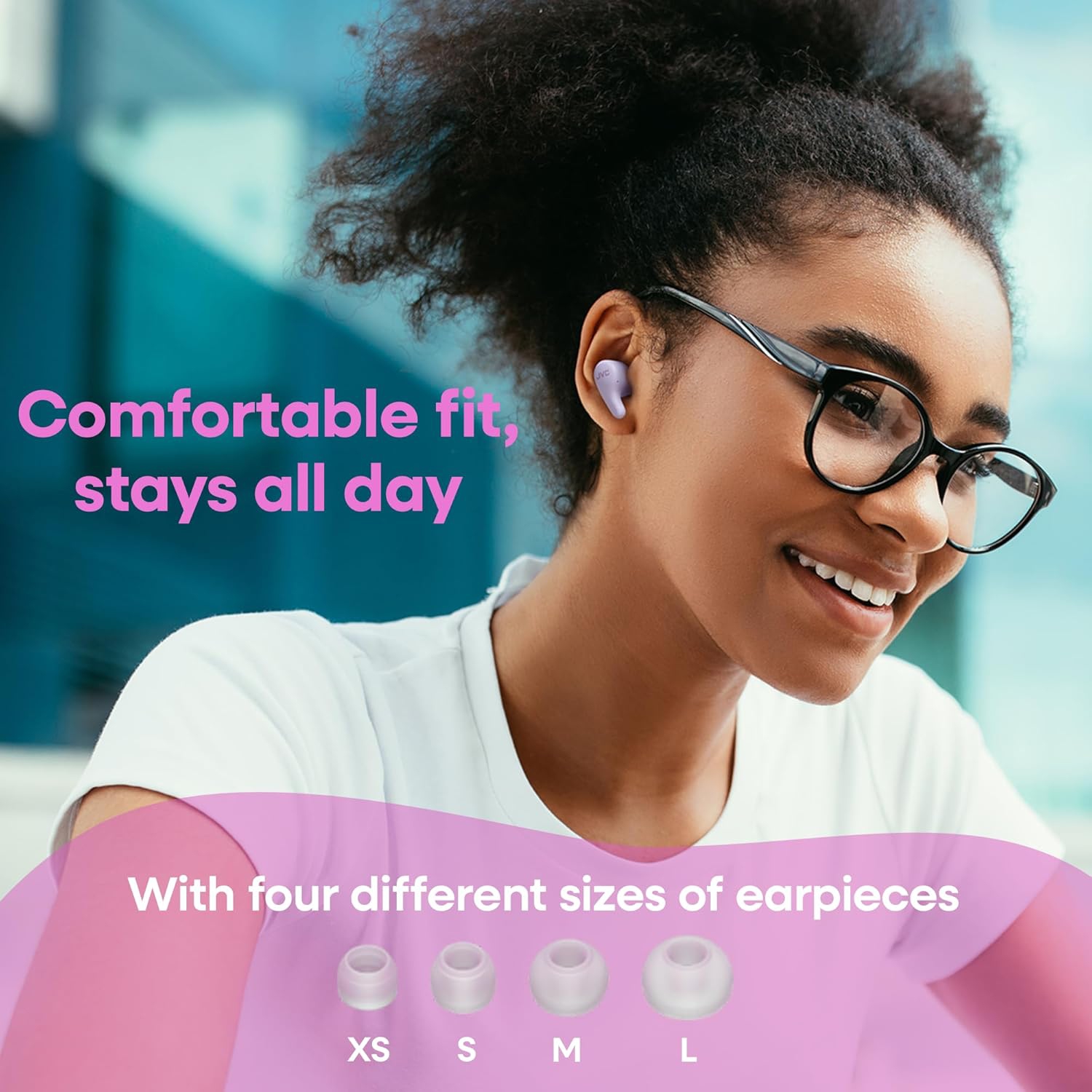 JVC - Écouteurs boutons 100 % sans fil Bluetooth Gumy Premium, pile 26H, violet yogourt raisin - HA-A23T-V.