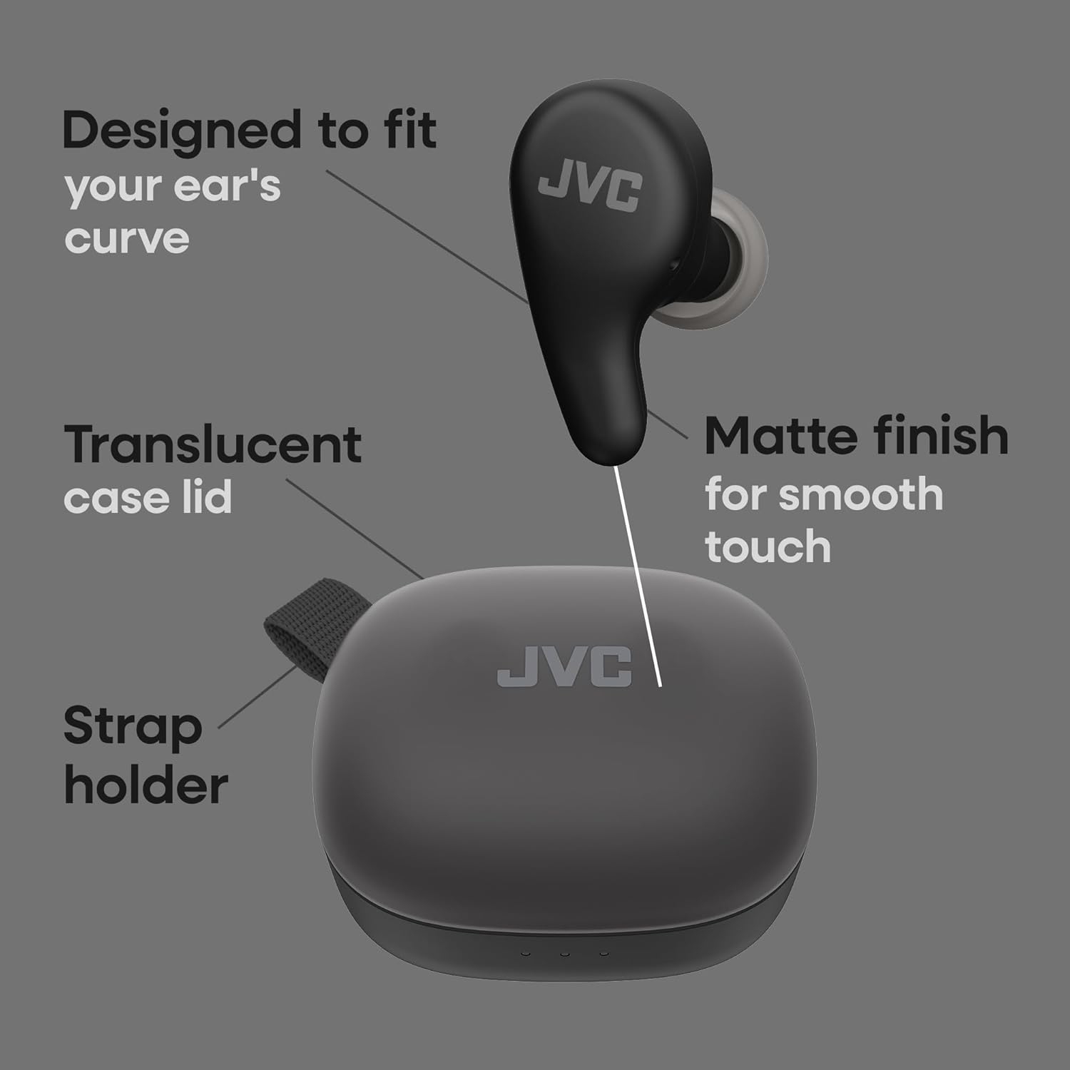 JVC - Gumy Premium True Wireless Earbuds Bluetooth ANC, 26H Battery, Olive Black - HA-A23T-B
