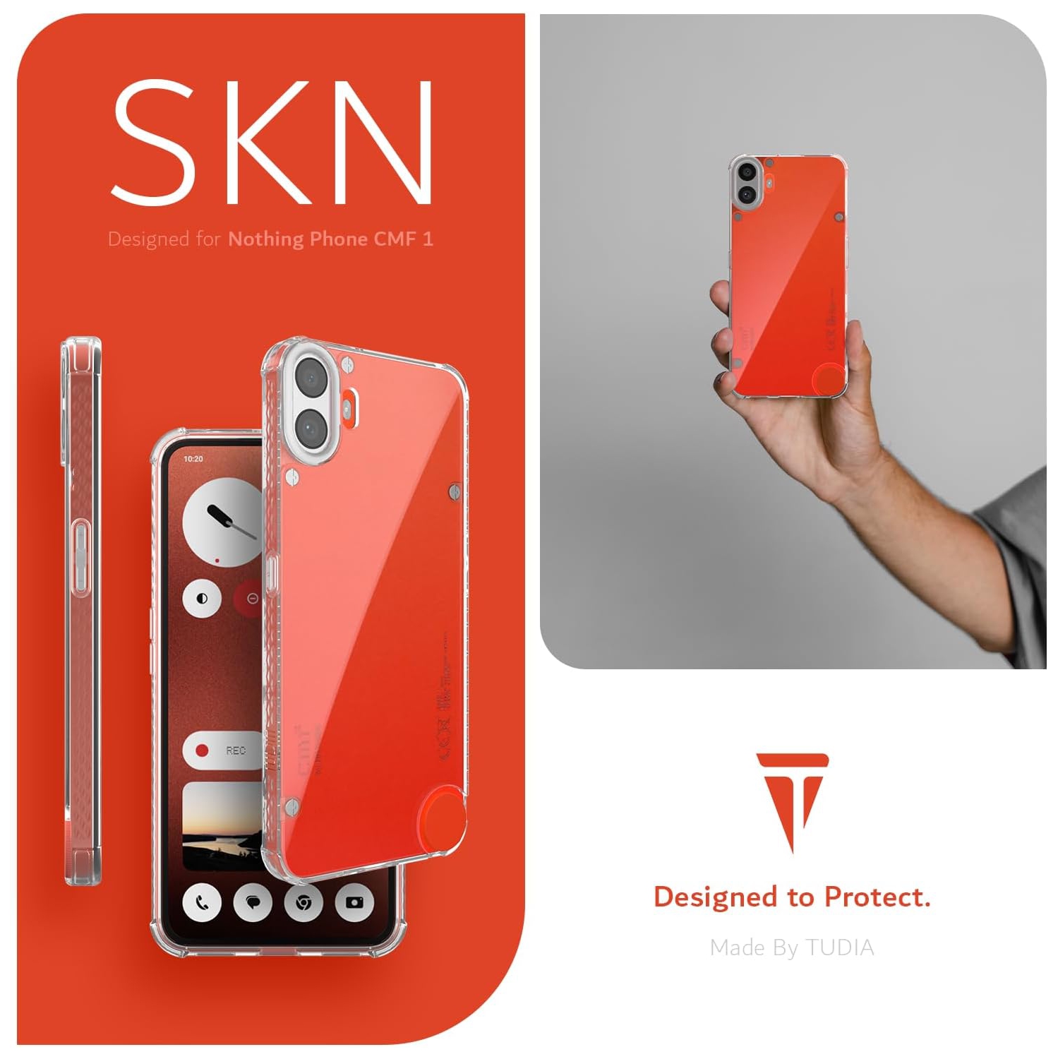 TUDIA SKN for Nothing CMF Phone 1 Case Reinforced Corners - Clear