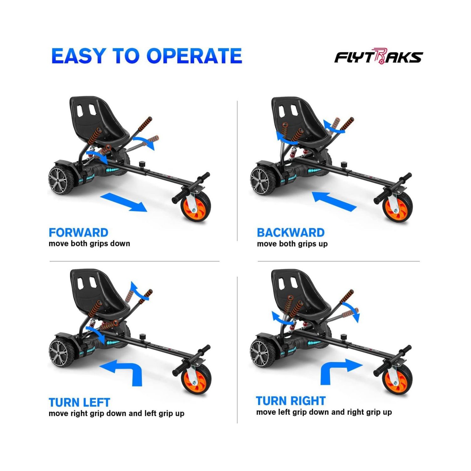 MIHOVER Hoverboard Go Kart with Rear Shock Absorption, Hoverboard Seat Attachment Accessory for 6.5" 8" 10" Hover Board