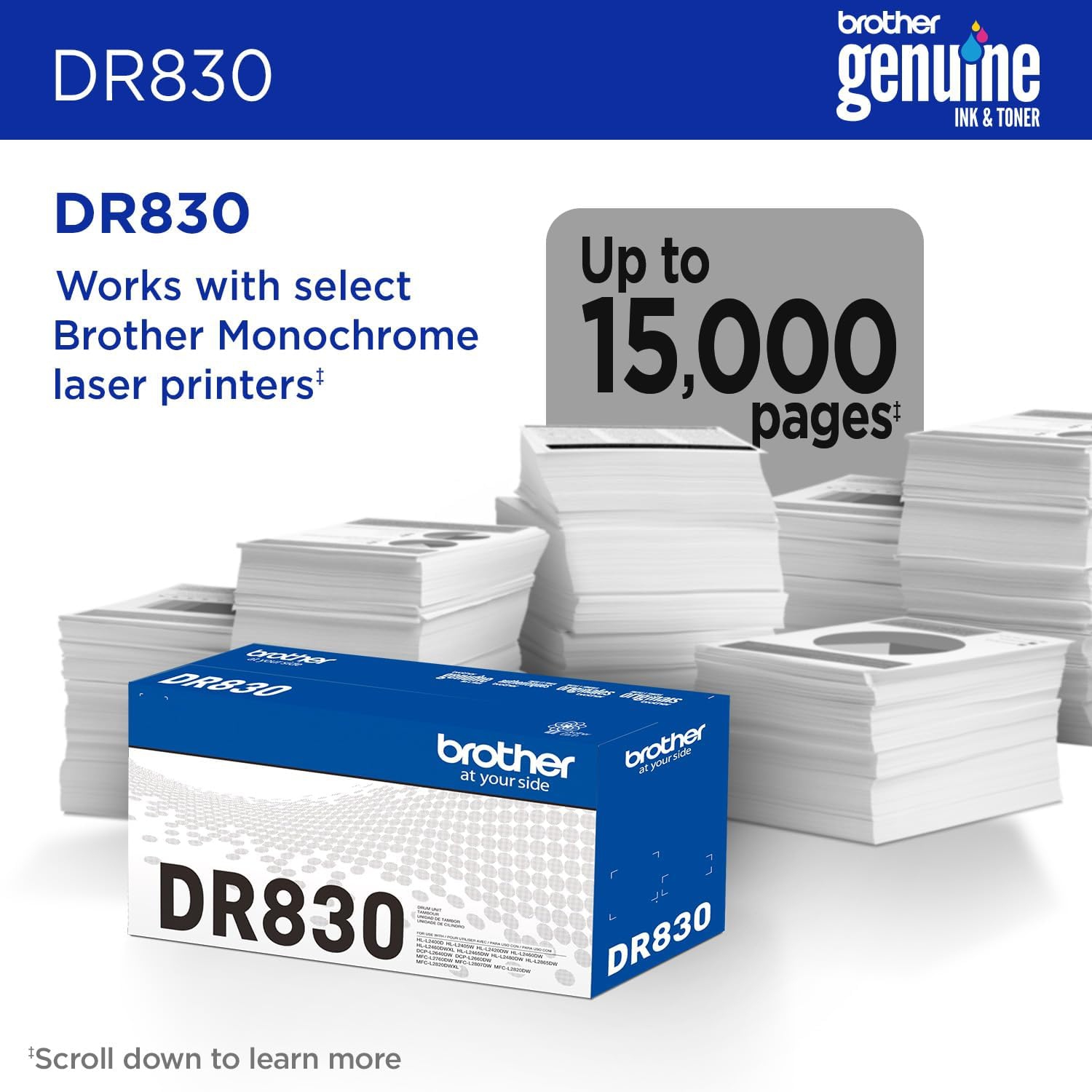 Tambour DR830 authentique de Brother pour 15 000 pages