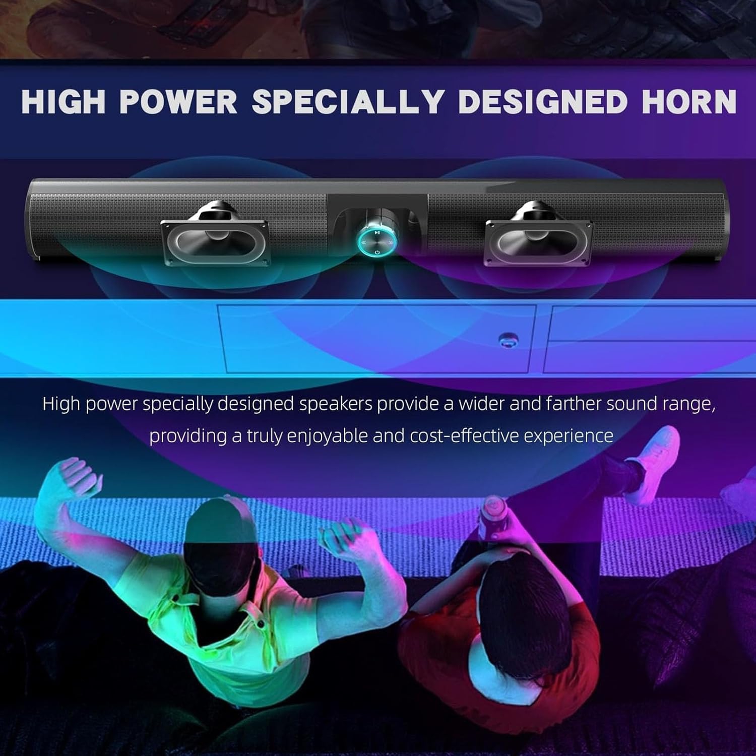 Haut-parleur d'extrêmes graves sans fil pour téléviseur, haut-parleur stéréo à deux canaux, haut-parleur Bluetooth pour téléviseur Barre de son pour