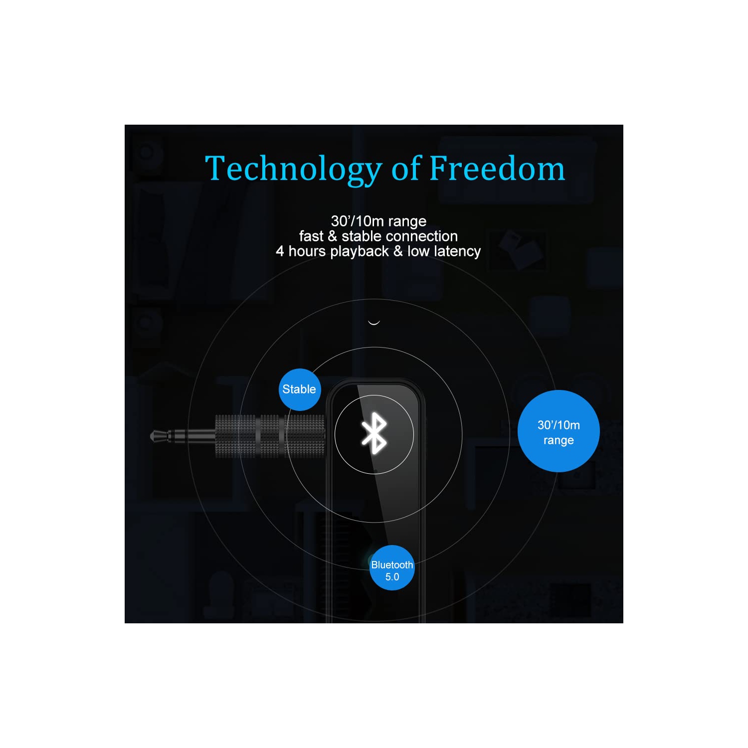 Récepteur et émetteur Bluetooth pour l'auto, récepteur audio Bluetooth portatif avec prise 3,5&nbsp;mm pour téléviseur et haut-parleurs