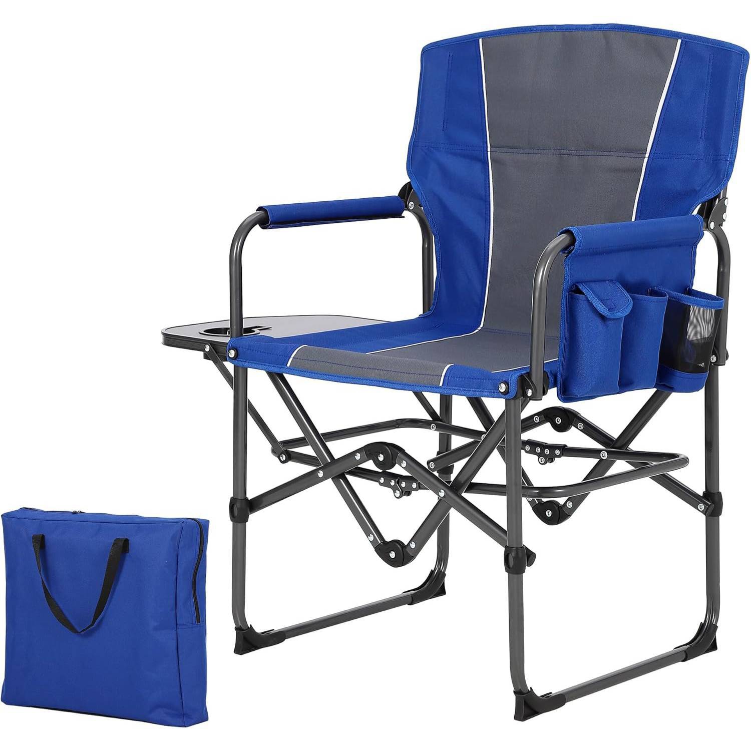 Chaise pliante portative Patio Director pour le camping extérieur, les sports, le pique-nique, le bleu