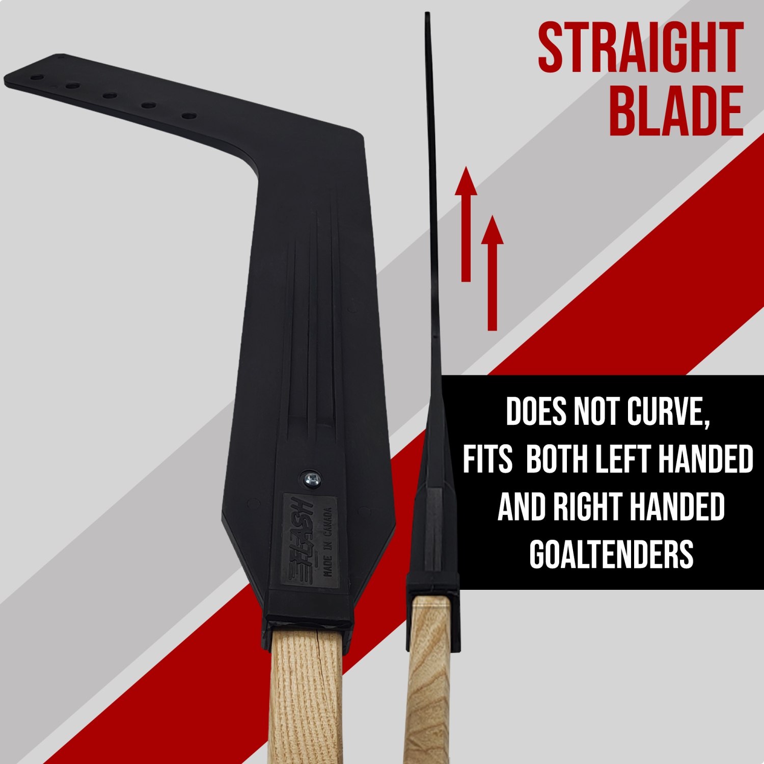 PRISP Street Hockey Goalie Stick - 2-Piece Wood Shaft and Straight Plastic Blade for Goaltender - Made in Canada