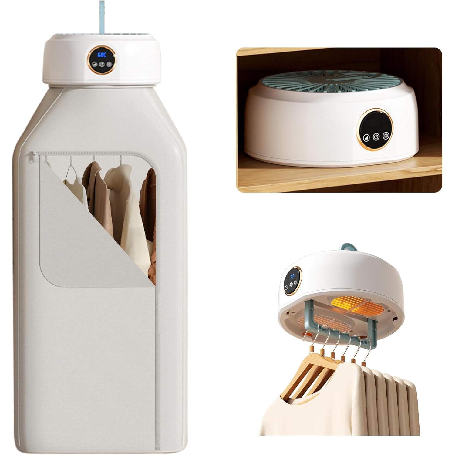 Séchoir portatif,Petit séchoir électrique pliable compact avec sac sec,Sécheuse portative rapide pour appartement d'hôtel de VR de voyage