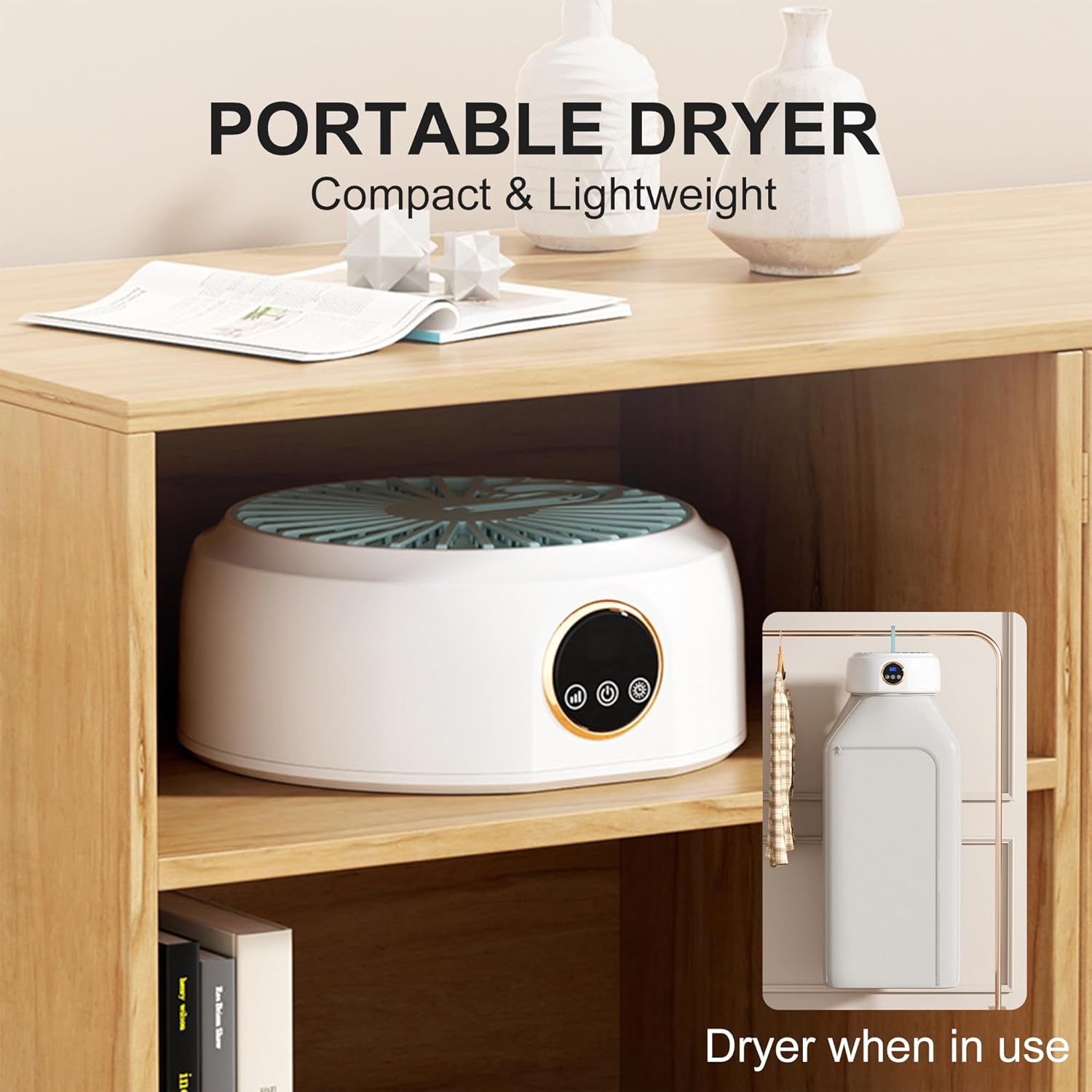 Séchoir portatif,Petit séchoir électrique pliable compact avec sac sec,Sécheuse portative rapide pour appartement d'hôtel de VR de voyage