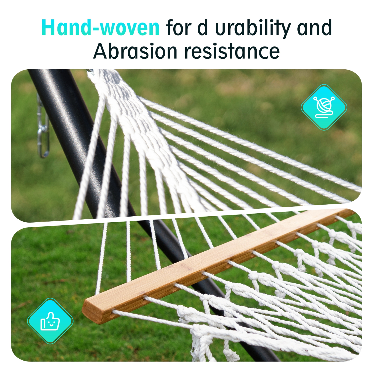 Hamac à épandeur en corde de coton MIHOVER pour 2 personnes, capacité 450 lb