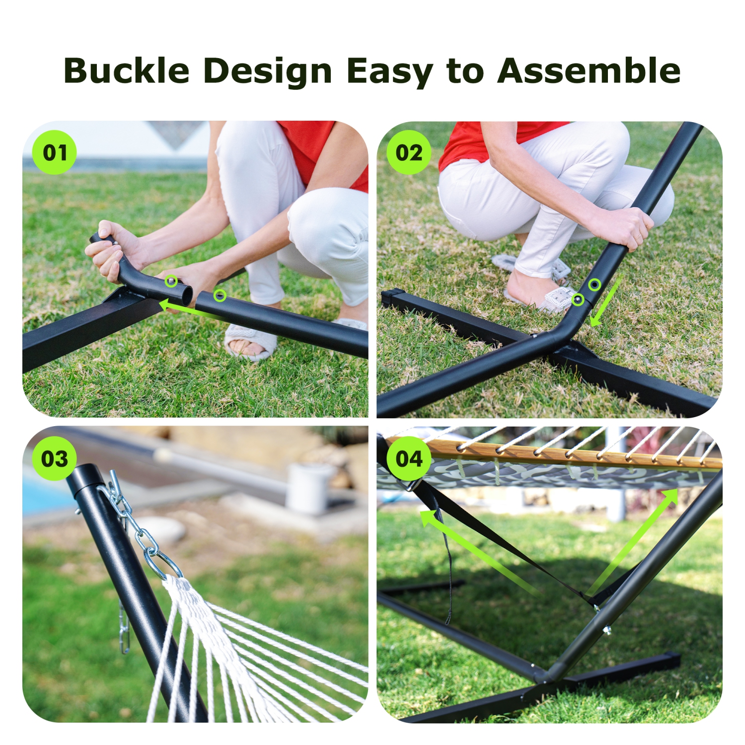 MIHOVER Heavy Duty Double Hammock with Stand - 500 lbs Capacity, Easy Setup & Detachable Pillow