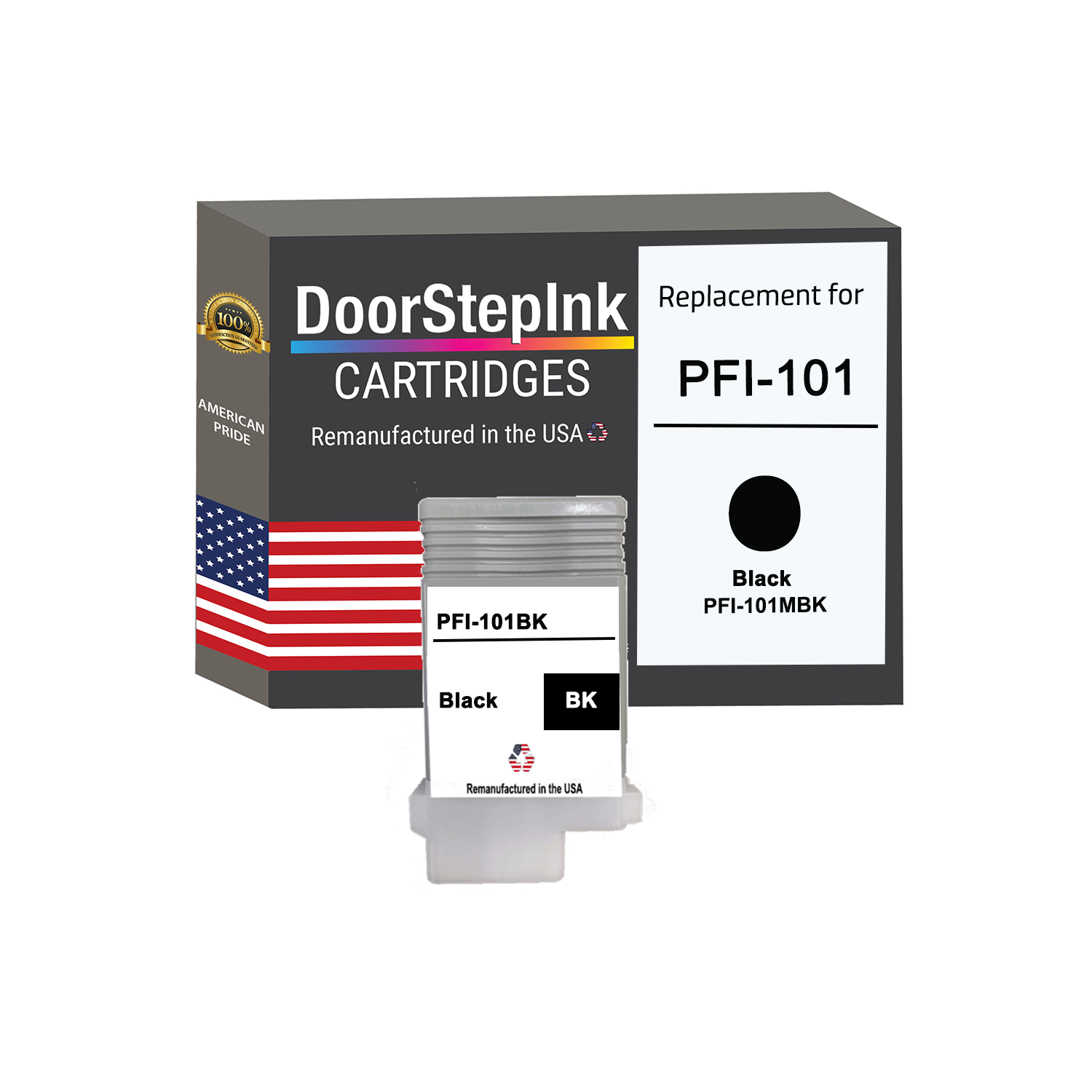 DoorStepInk Brand for Canon PFI-101 130mL Black Remanufactured in the USA Ink Cartridge