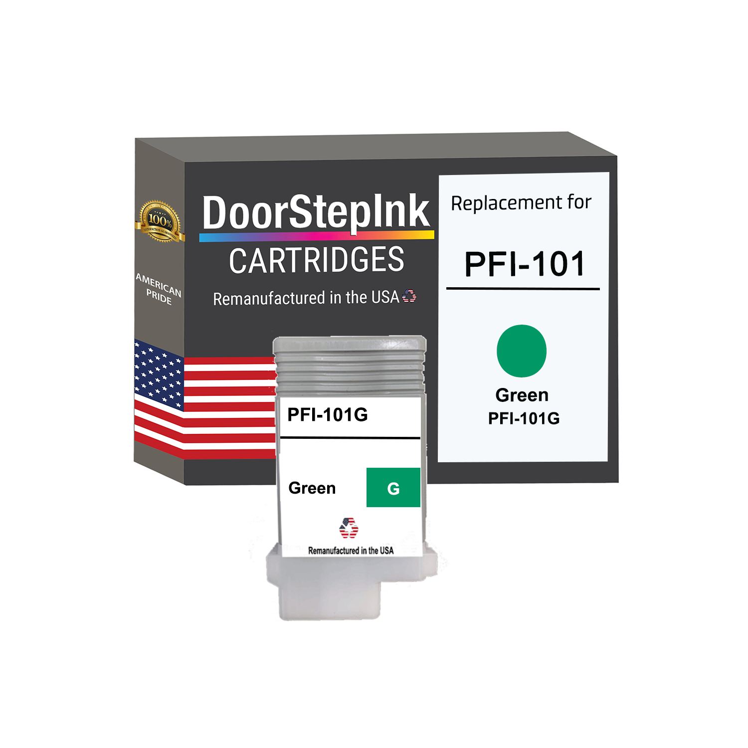 DoorStepInk Brand for Canon PFI-101 130mL Green Remanufactured in the USA Ink Cartridge