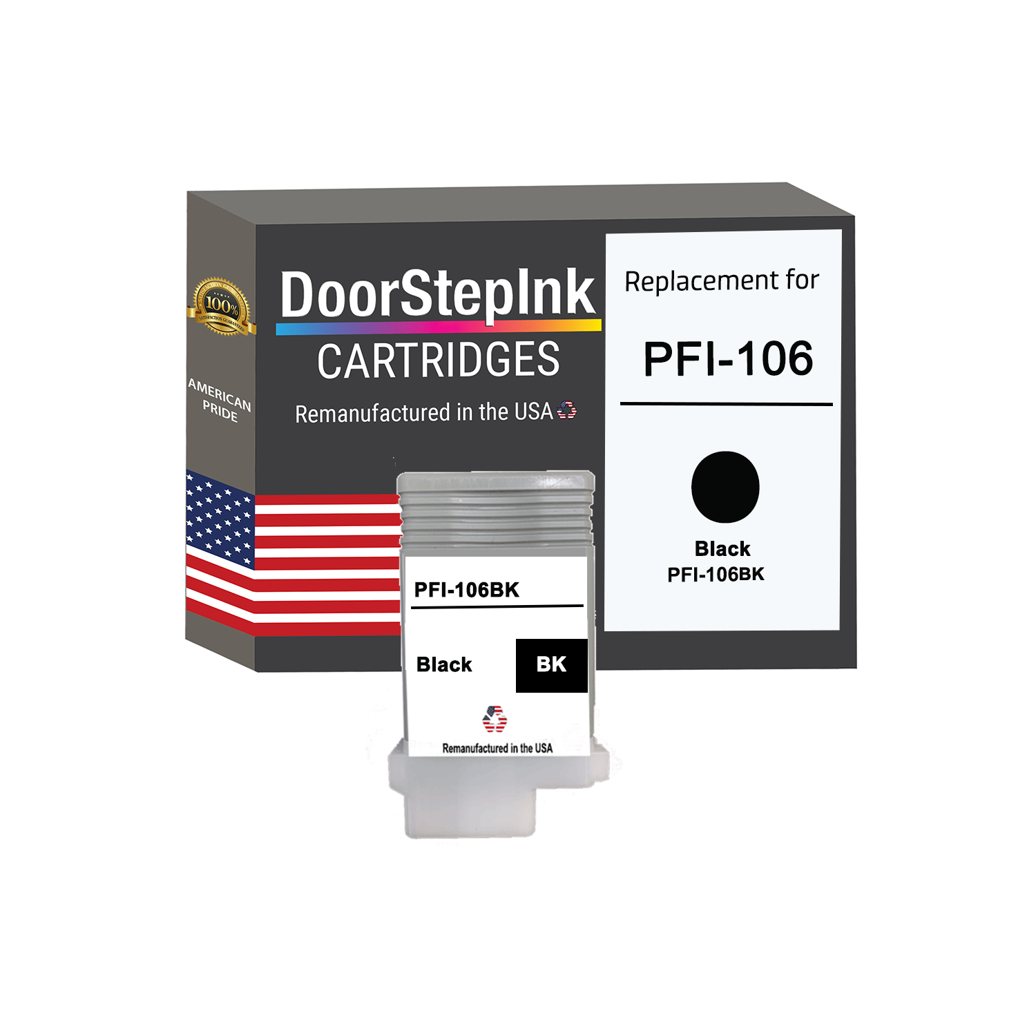 DoorStepInk Brand for Canon PFI-106 130mL Black Remanufactured in the USA Ink Cartridge