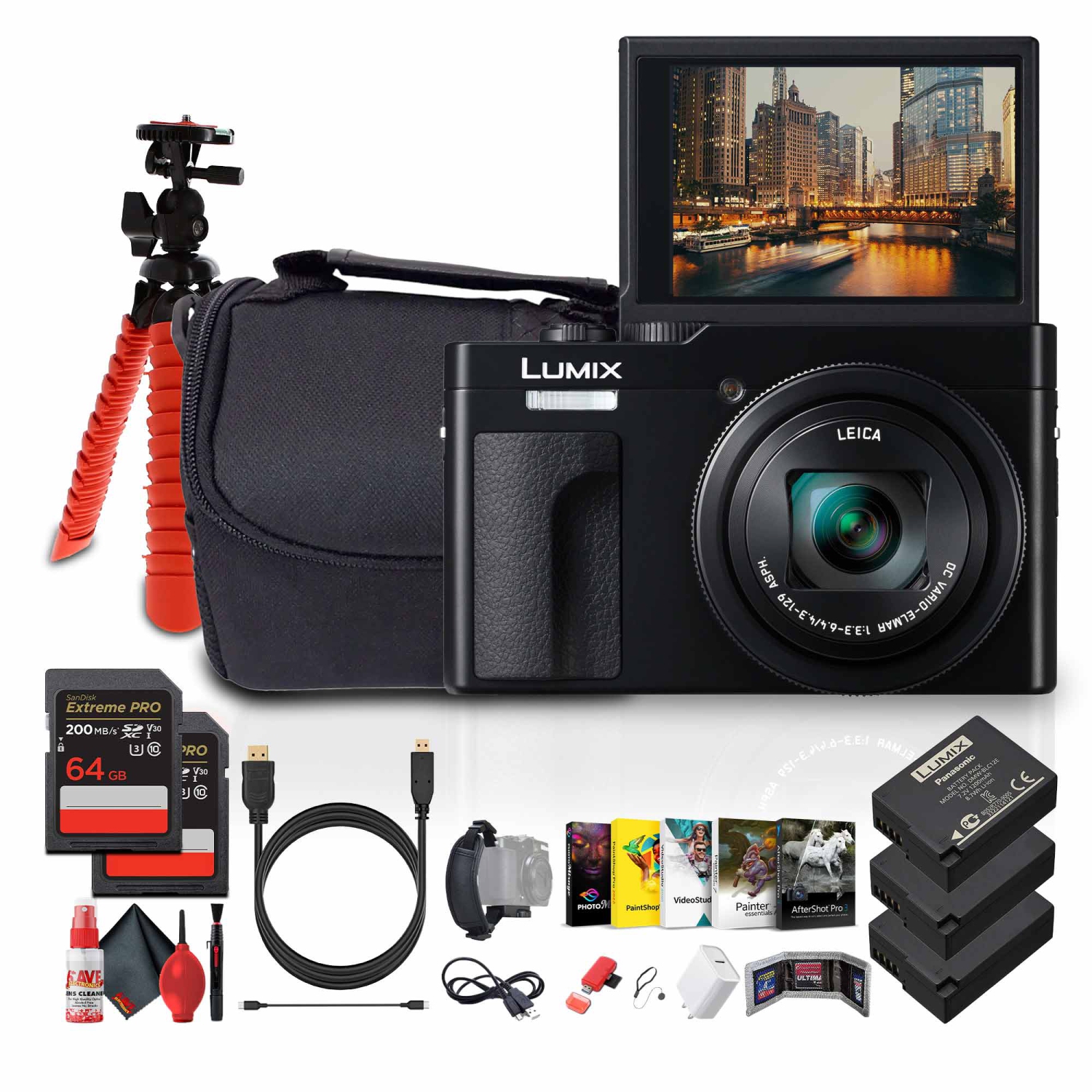 Panasonic TZ99 Point and Shoot Compact Travel Digital Camera - Bundle
