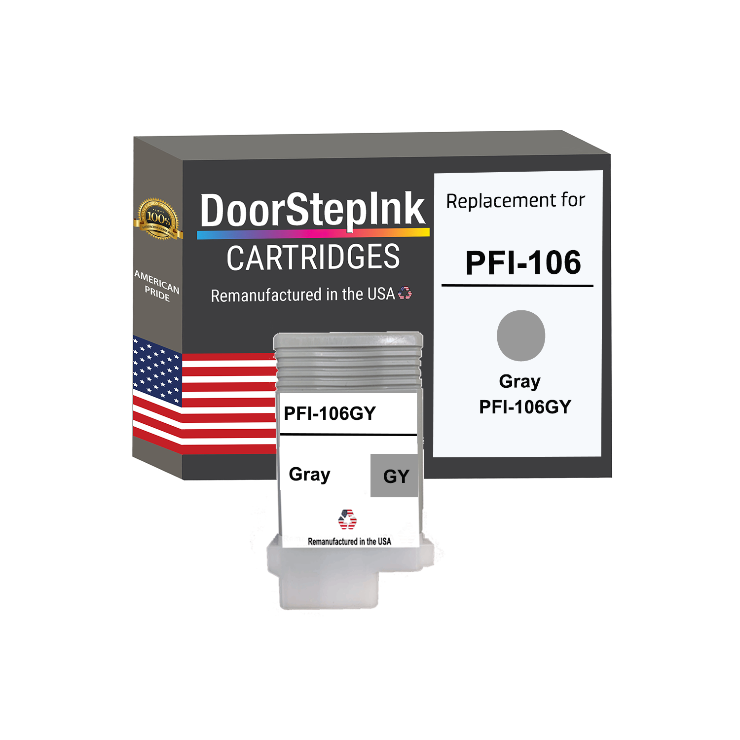 DoorStepInk Brand for Canon PFI-106 130mL Gray Remanufactured in the USA Ink Cartridge