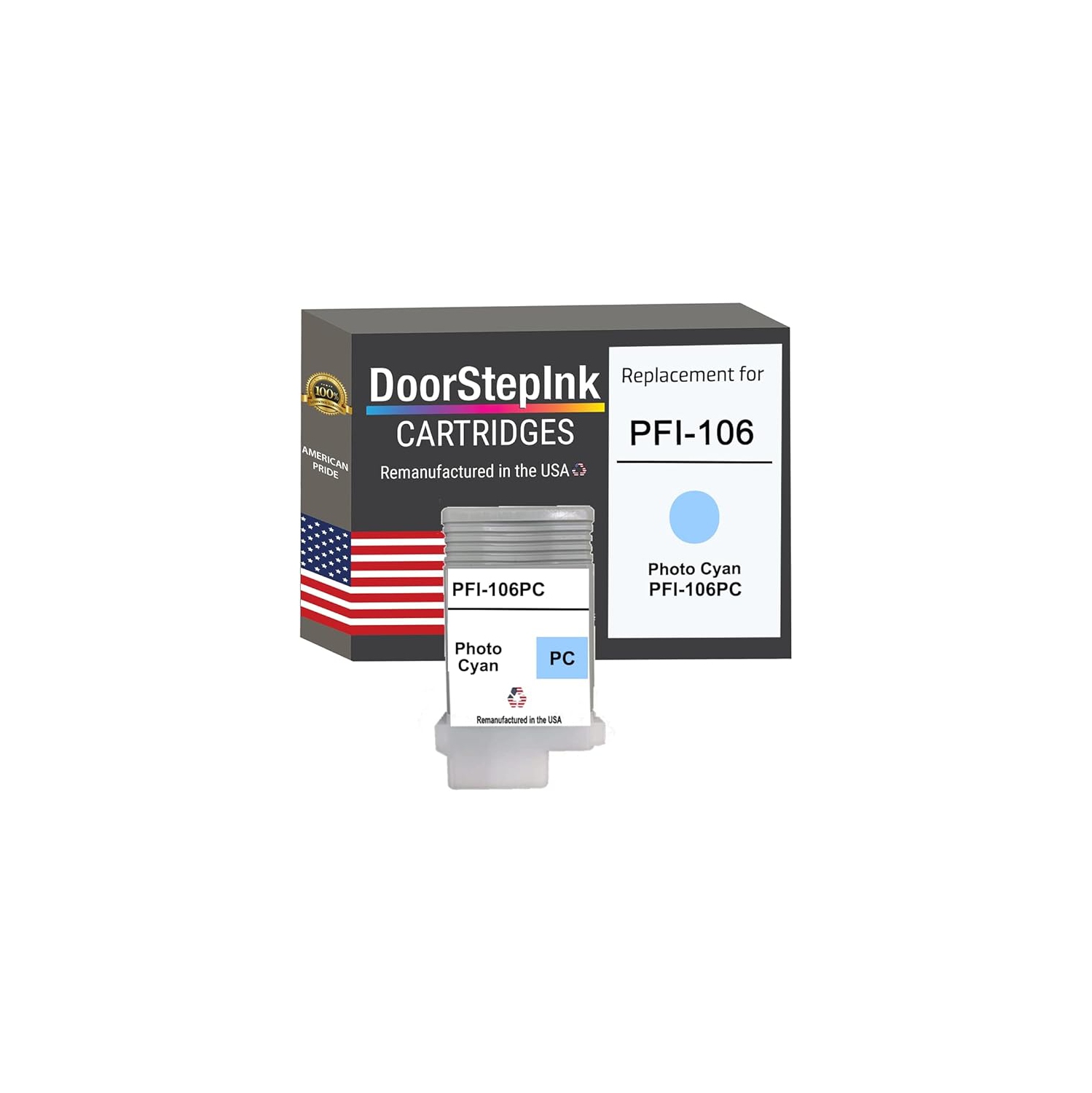 DoorStepInk Brand for Canon PFI-106 130mL Photo Cyan Remanufactured in the USA Ink Cartridge