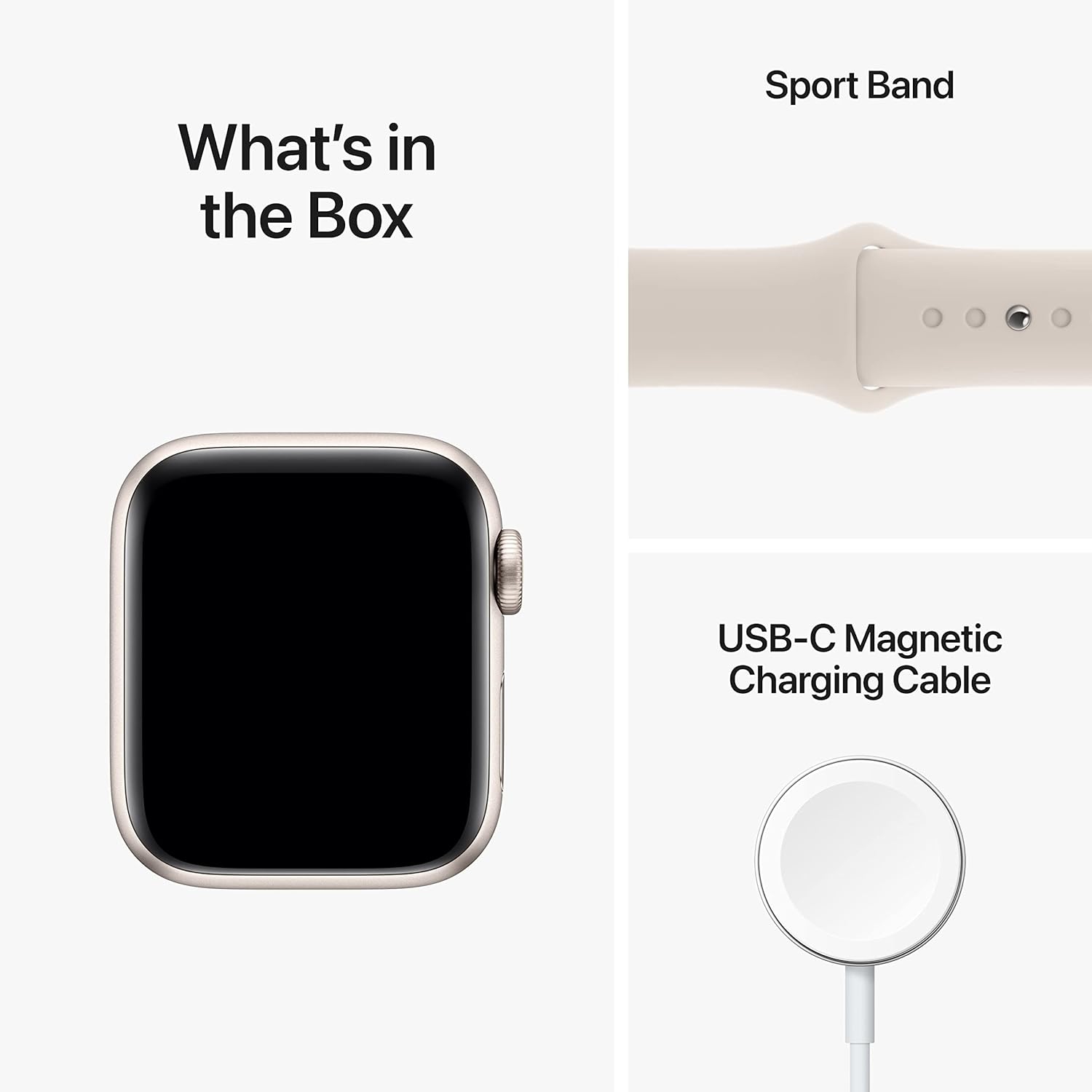 Apple Watch SE (GPS, 40mm) - Starlight Aluminum Case with Starlight Sport Band, S/M - Open Box