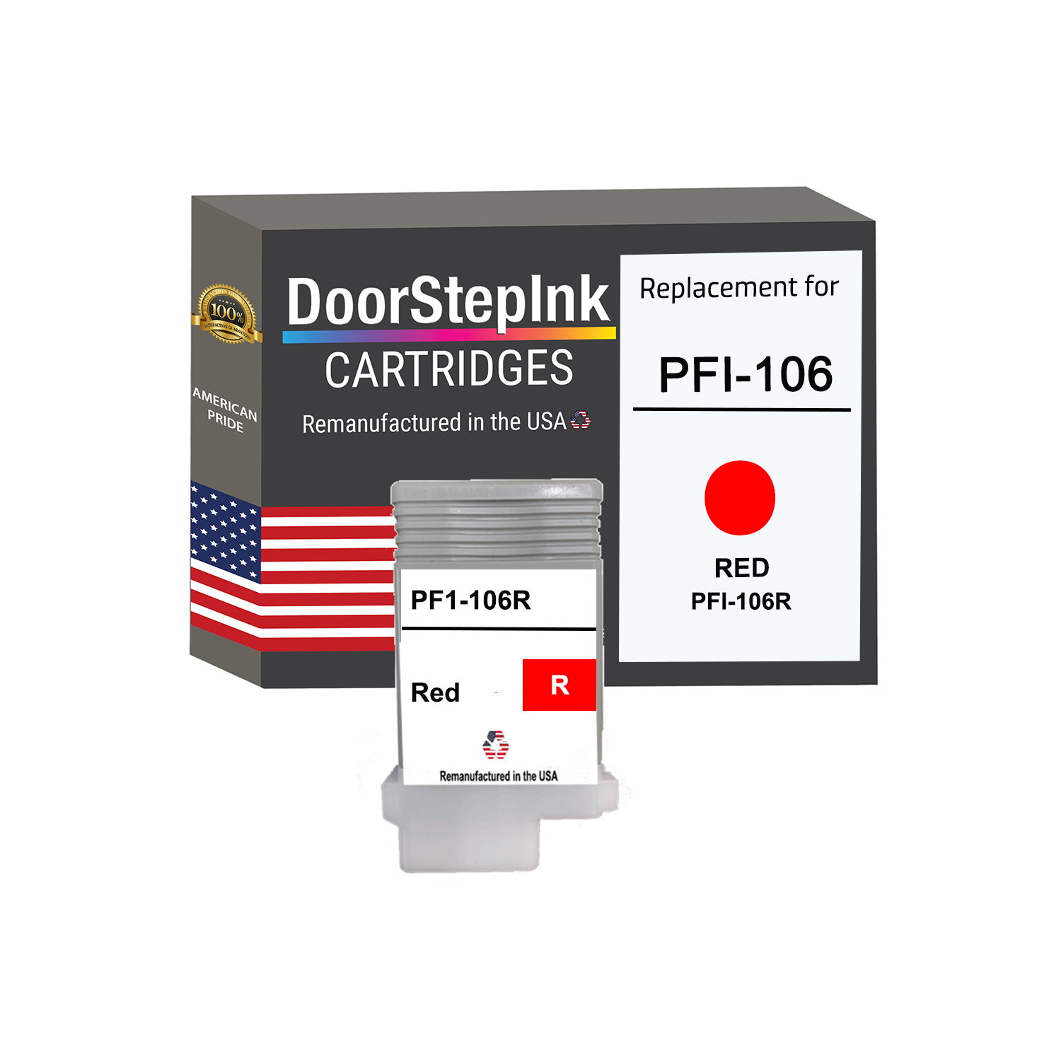DoorStepInk Brand for Canon PFI-106 130mL Red Remanufactured in the USA Ink Cartridge