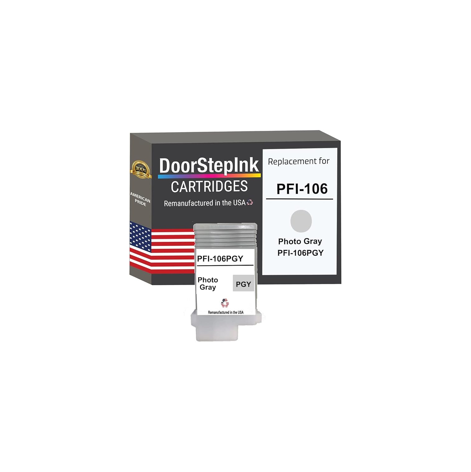 DoorStepInk Brand for Canon PFI-106 130mL Photo Gray Remanufactured in the USA Ink Cartridge