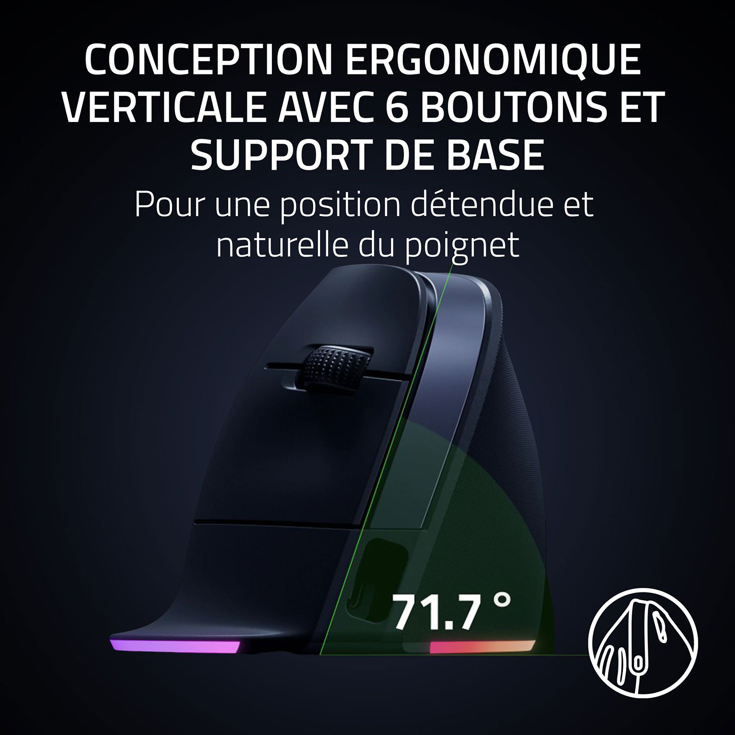 Souris de jeu sans fil ergonomique Pro Click V2 de Razer