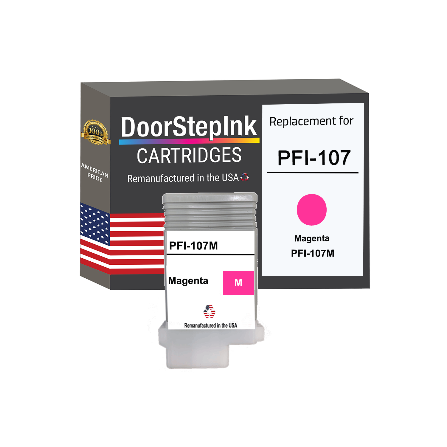 DoorStepInk Brand for Canon PFI-107 130mL Magenta PFI-107M Remanufactured in the USA Ink Cartridge