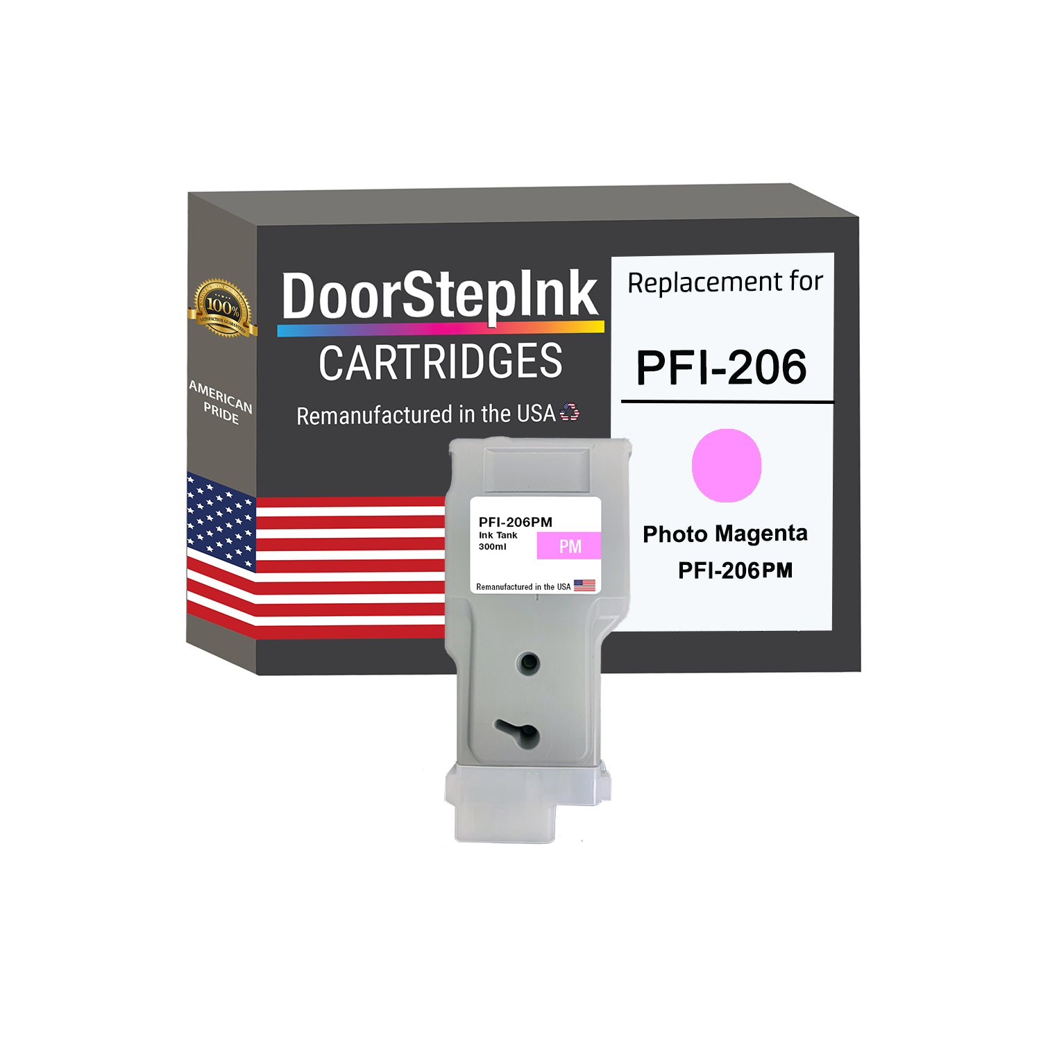 DoorStepInk Brand for Canon PFI-206 300mL Photo Magenta PFI-206PM Remanufactured in the USA Ink Cartridge