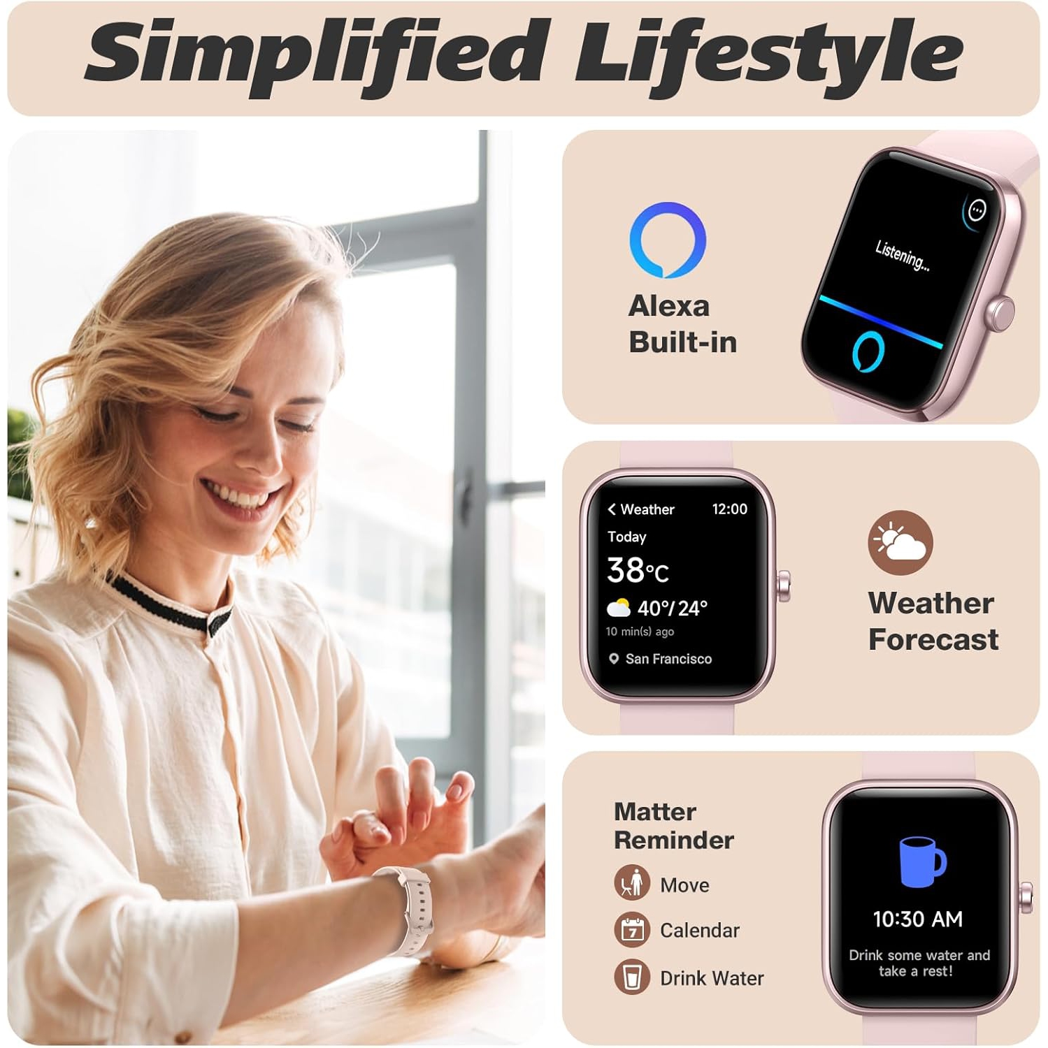 Smart Watch for Men Women 1.8" Fitness Tracker, Bluetooth Call, DIY Dial, Heart Rate Sleep Blood Oxygen Monitor, 100+ Sports Modes, IP68 Waterproof