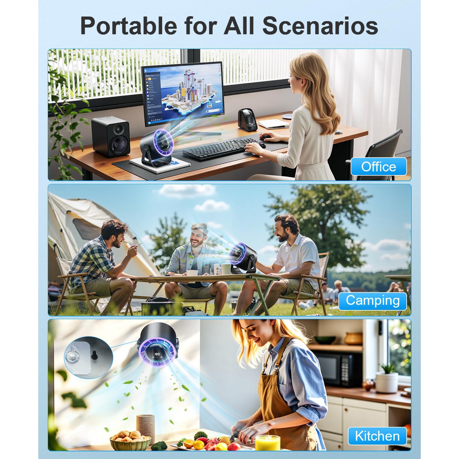 Ventilateur de bureau multifonctionnel à 100 vitesses de ventilation Affichage numérique LED Ventilateur de plafond mural silencieux avec veilleuses