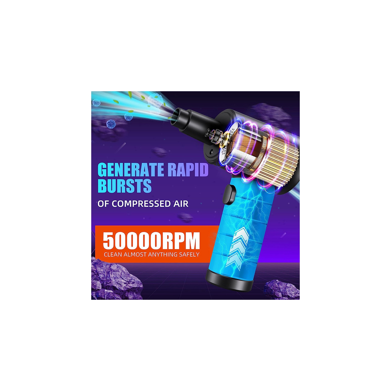 Dépoussiéreuse à air comprimé, dépoussiéreuse à air sans fil et aspirateur 2-en-1, dépoussiéreuse électrique réutilisable, aspirateur