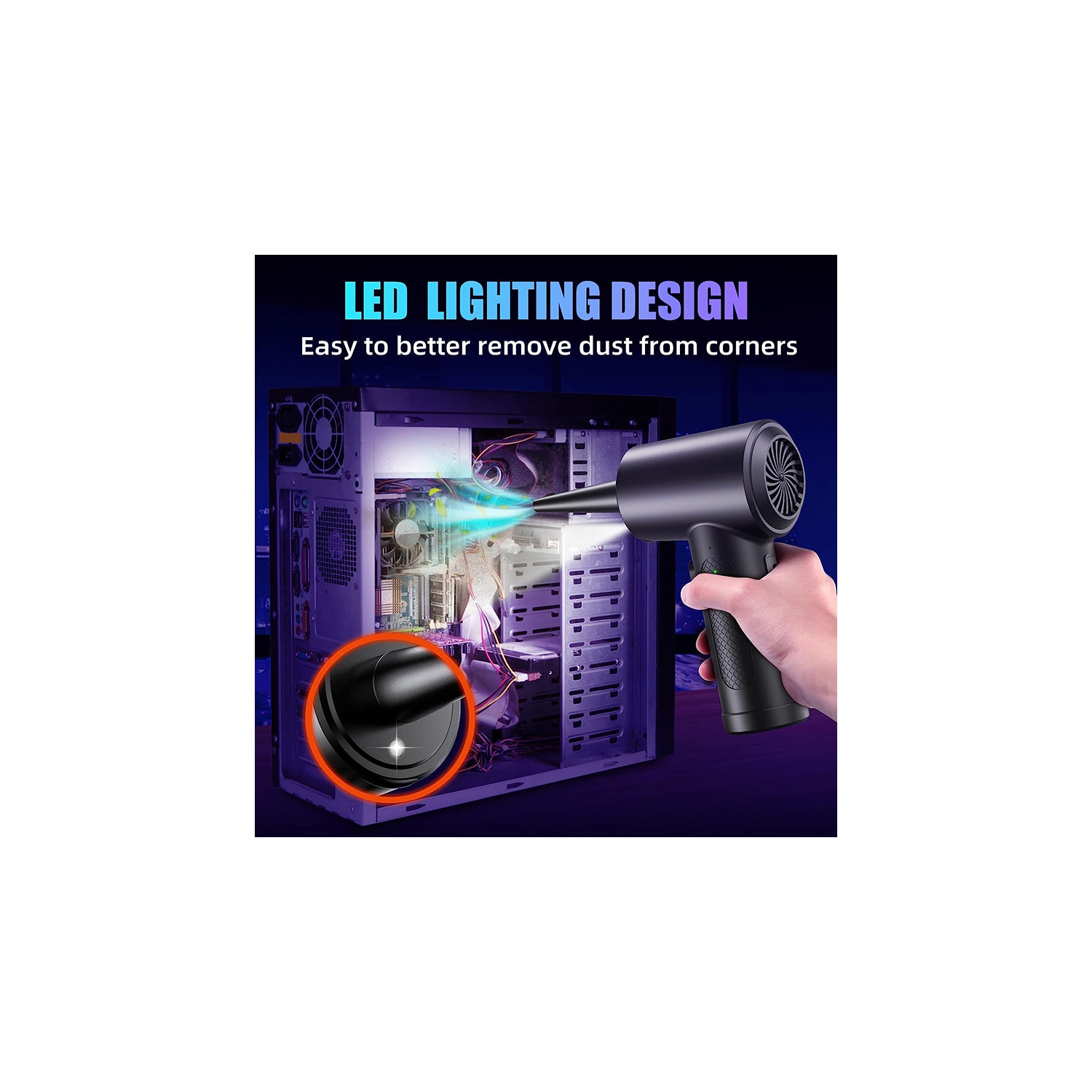 Dépoussiéreuse à air comprimé, dépoussiéreuse à air sans fil et aspirateur 2-en-1, dépoussiéreuse électrique réutilisable, aspirateur