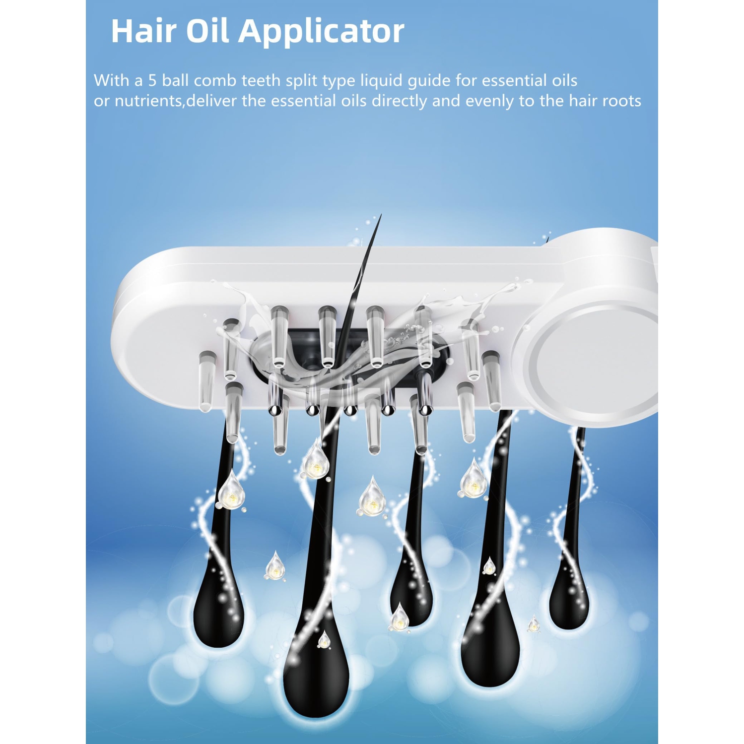 Scalp Massager Comb Portable Hair Massage Brush, 3-Gear Mode Head Scratcher USB C Soft Rubber Massage Comb with 8ml Detachable Liquid Guide