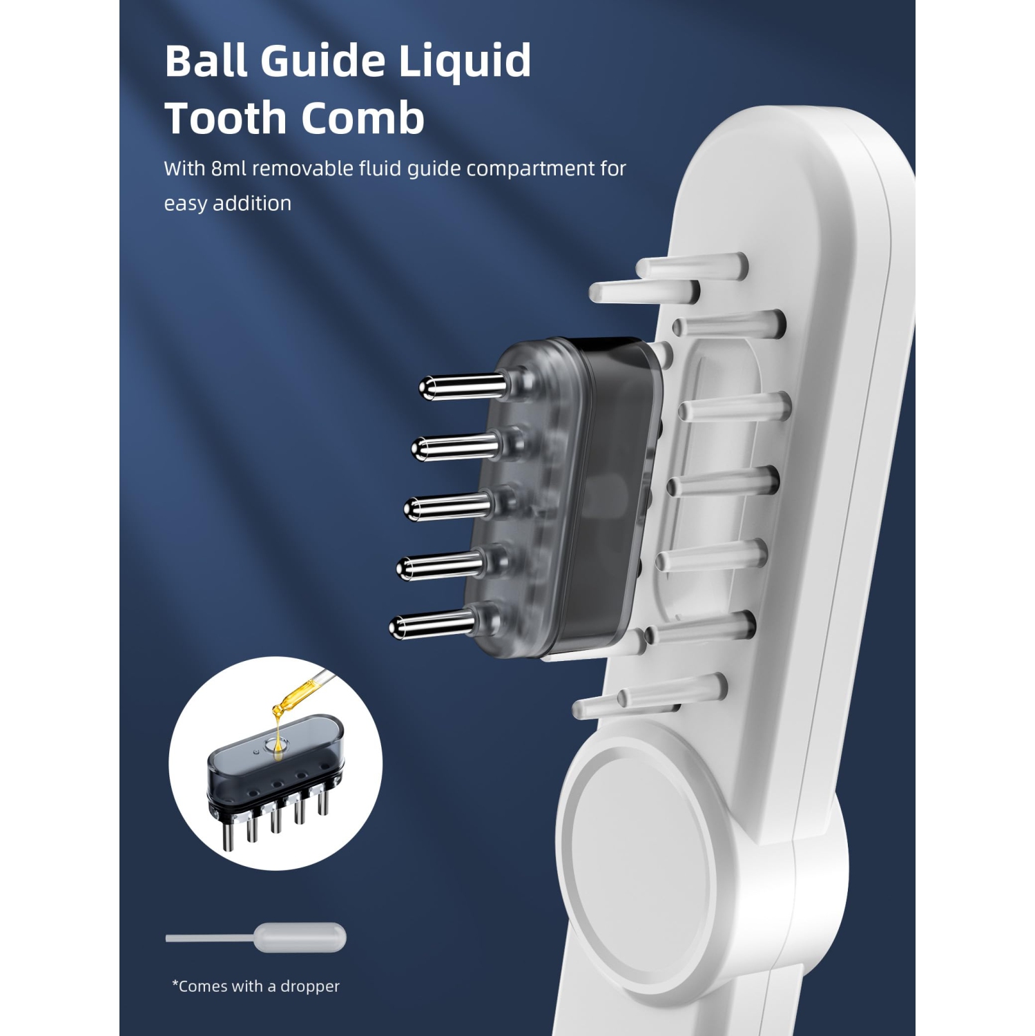 Scalp Massager Comb Portable Hair Massage Brush, 3-Gear Mode Head Scratcher USB C Soft Rubber Massage Comb with 8ml Detachable Liquid Guide