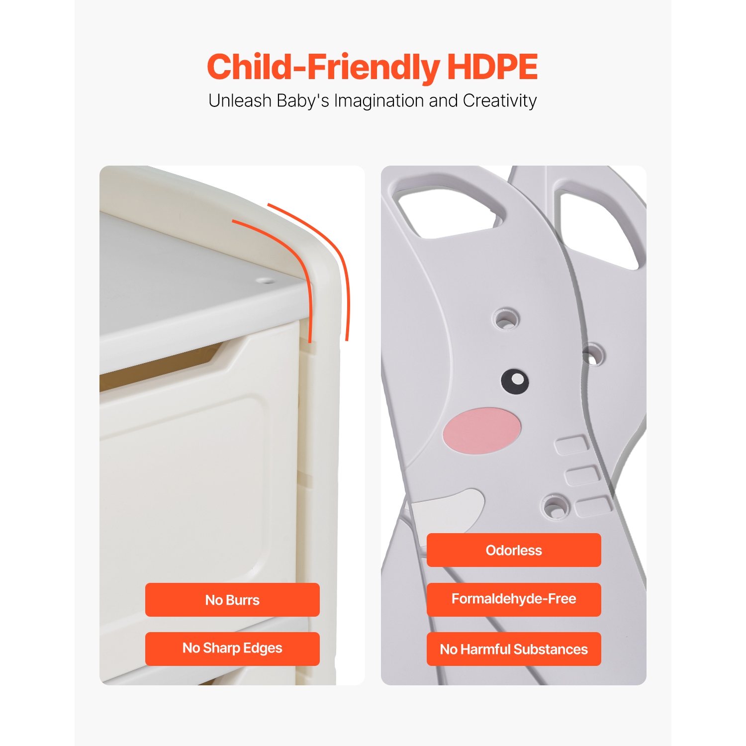 VEVOR 4-Tier Kids Toy Storage, Elephant-Shape Toy Storage Organizer with 10 Plastic Movable Bins, Kids Cubby Cabinet Made from HDPE for Study Room,