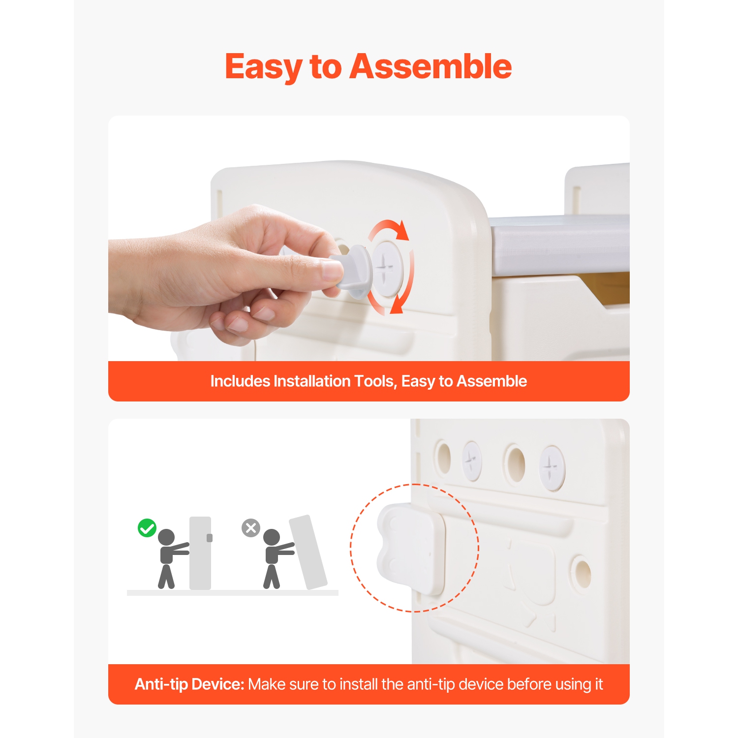 VEVOR 4-Tier Kids Toy Storage, Elephant-Shape Toy Storage Organizer with 10 Plastic Movable Bins, Kids Cubby Cabinet Made from HDPE for Study Room,