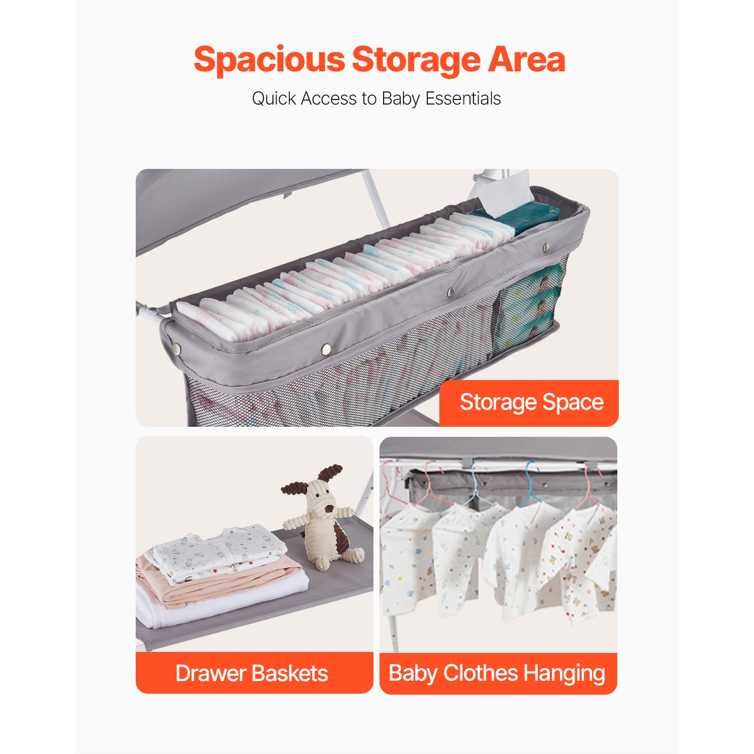 Table à langer VEVOR Baby, station à langer pliable avec panier latéral, table à langer portative à hauteur réglable avec roulettes verrouillables,