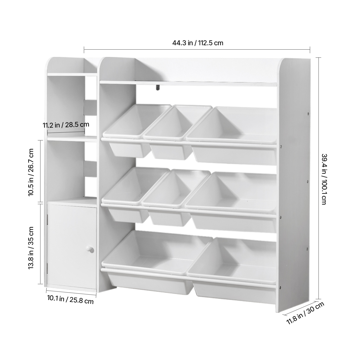 VEVOR 4-Tier Kids Toy Storage and Bookshelf, Toy Storage Organizer with 8 Flexible Plastic Bins, Kids Cubby Cabinet with Bookshelf for Study Room,