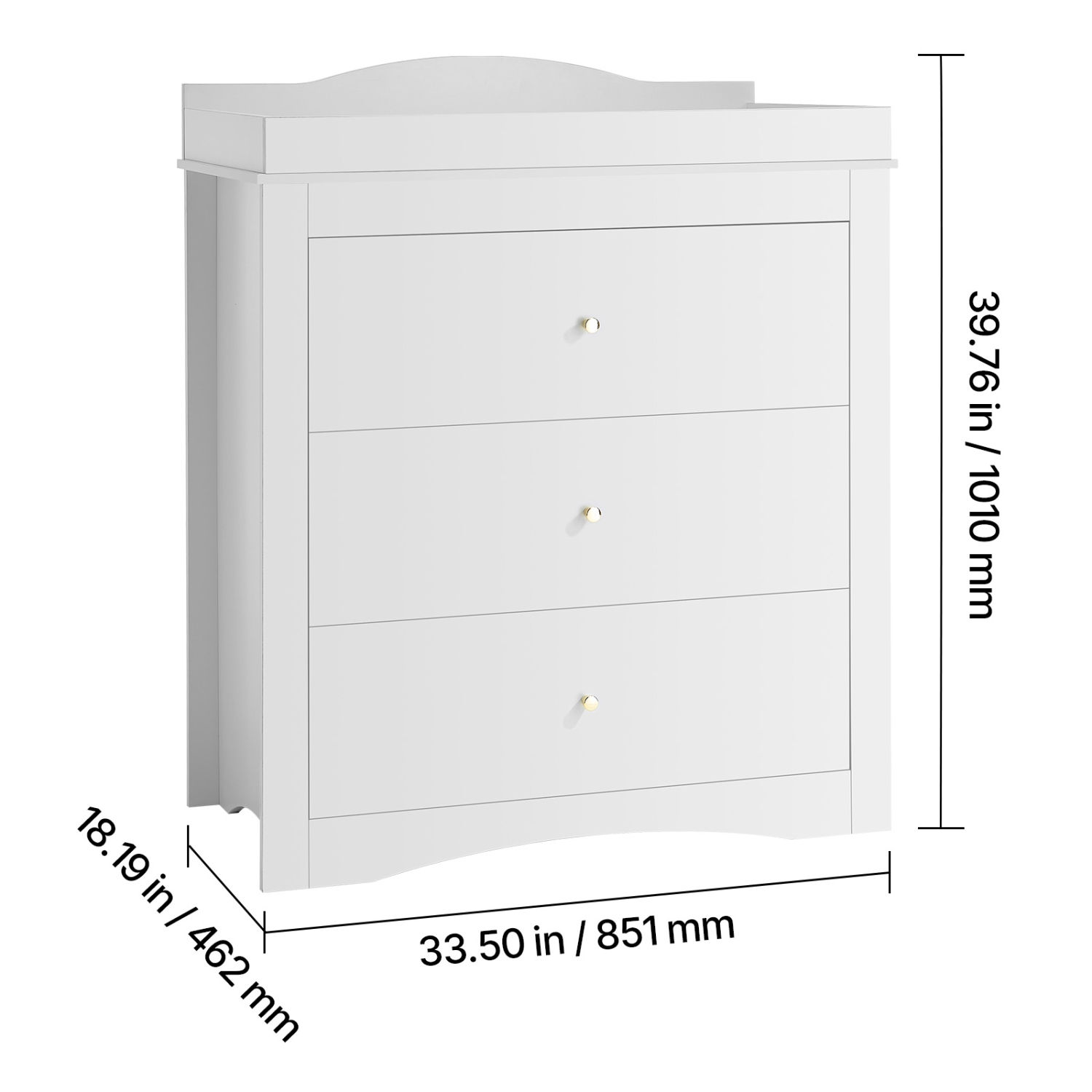 VEVOR 3 Drawers Changing Table Dresser, Baby Diaper Change Station, Multi-Functional Modern Changing Table Dresser with Storage Organizer Nursery for