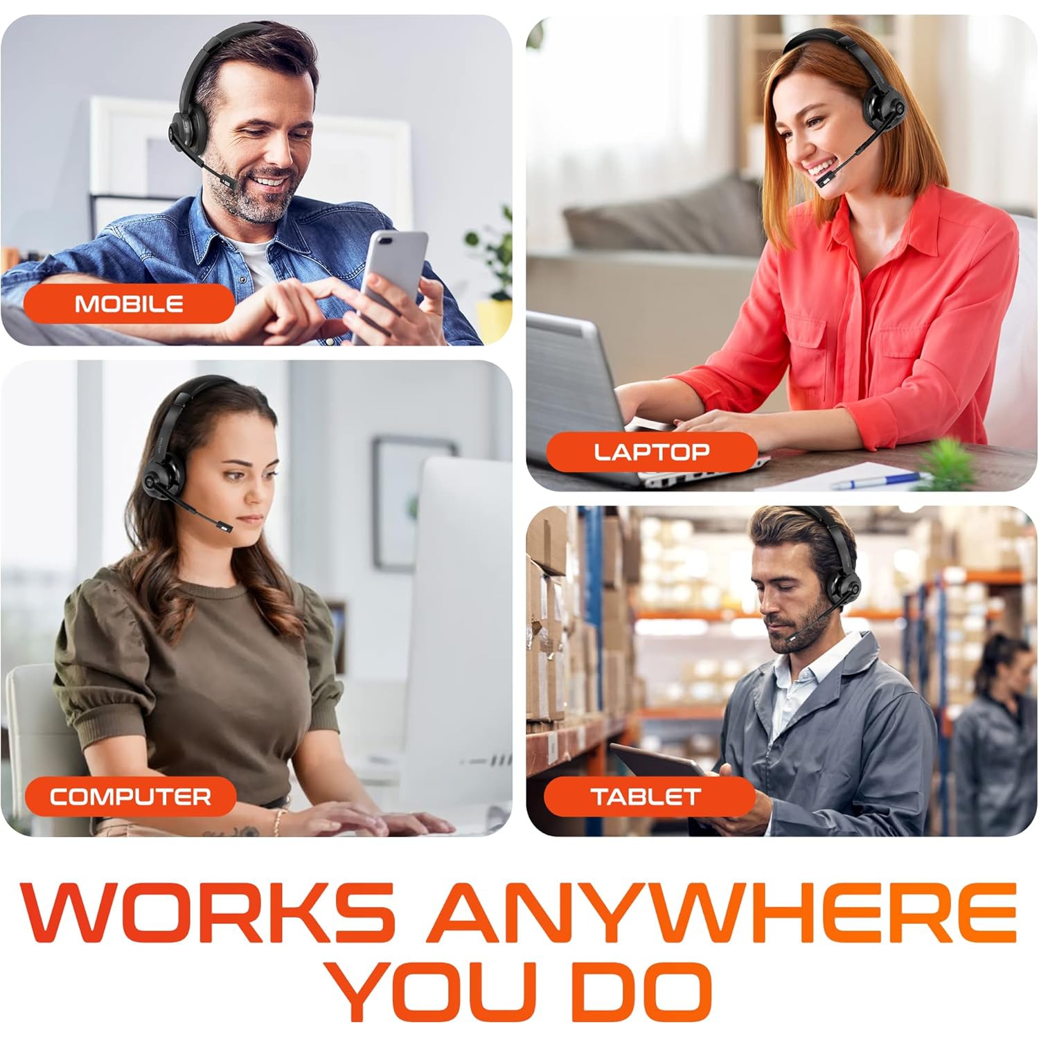 Casque Bluetooth 35X de Delton avec micro à suppression du bruit et station de chargement rapide - Noir